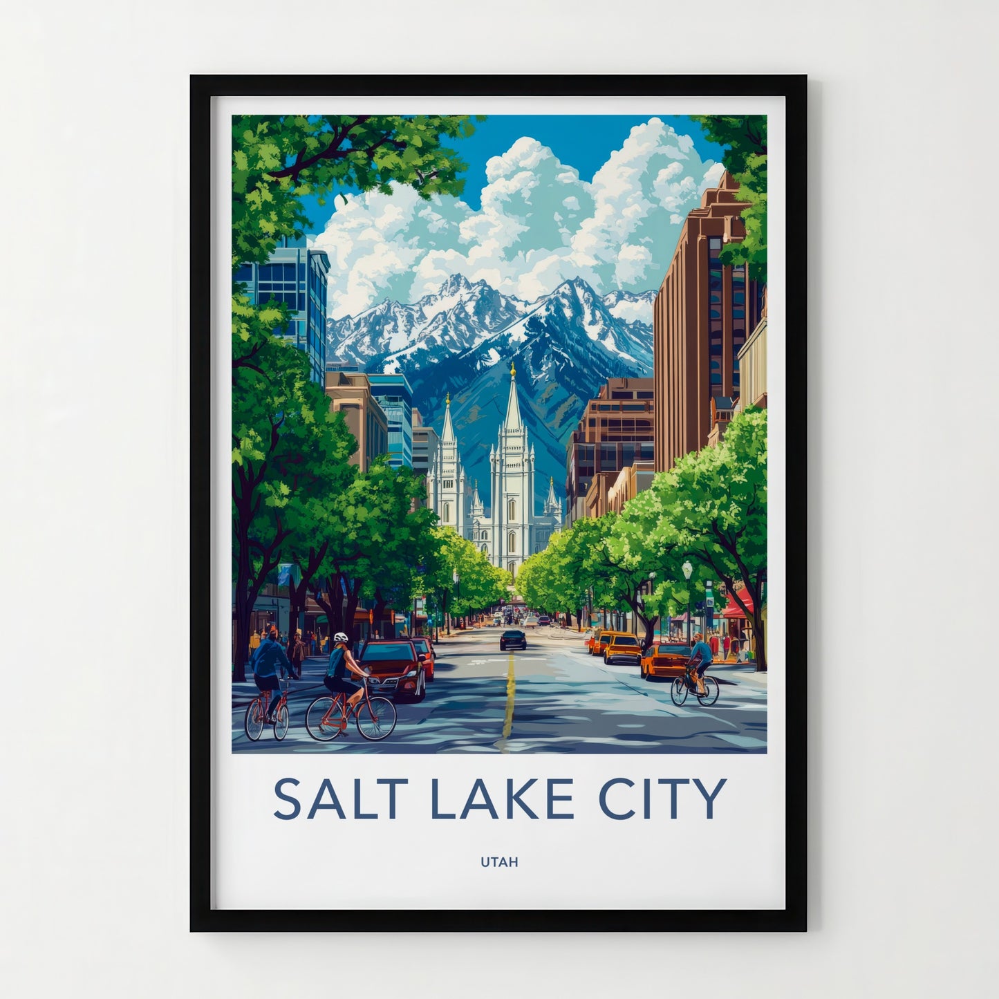 Salt Lake City Poster - Utah Art Print - Temple Mountain City Wall Decor