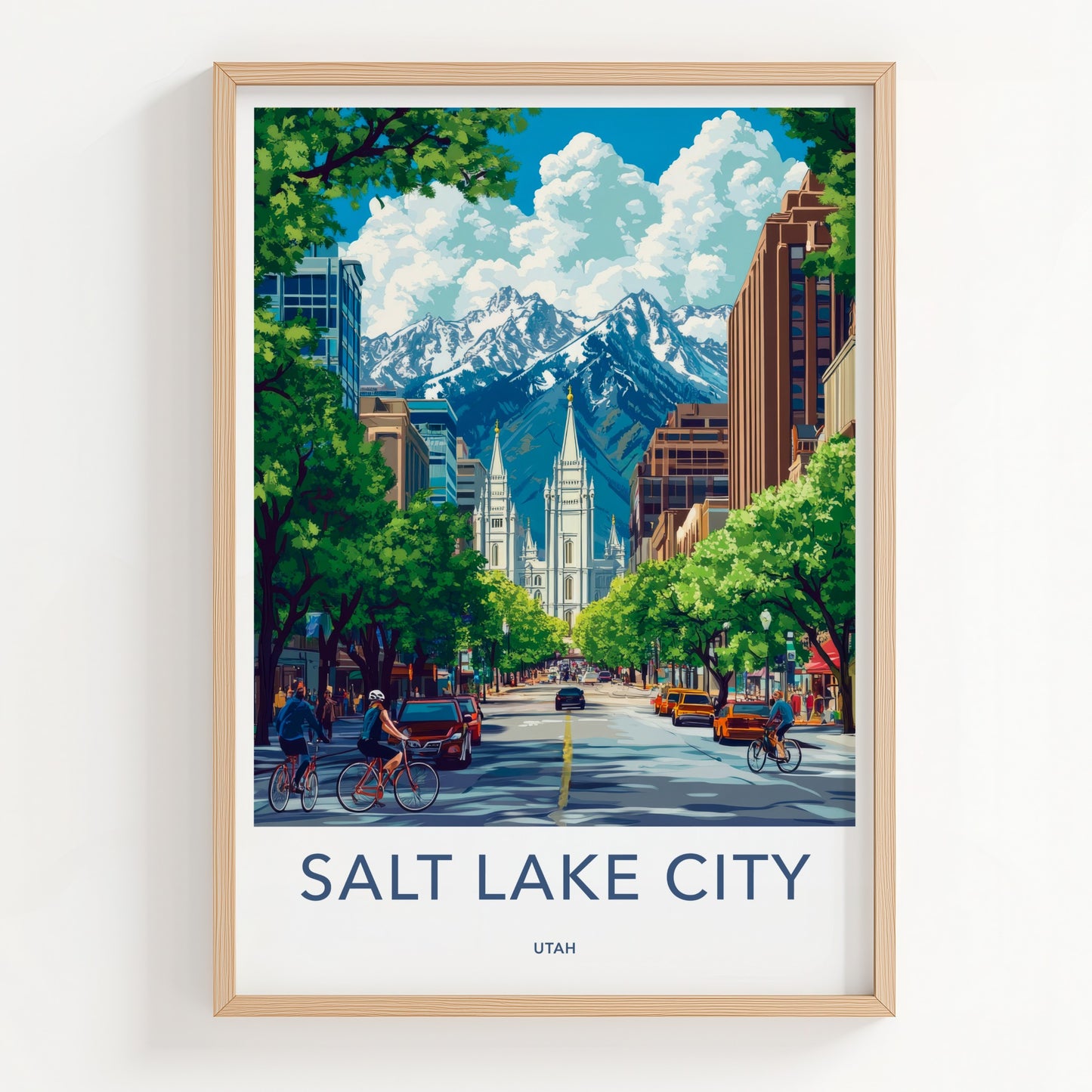 Salt Lake City Poster - Utah Art Print - Temple Mountain City Wall Decor