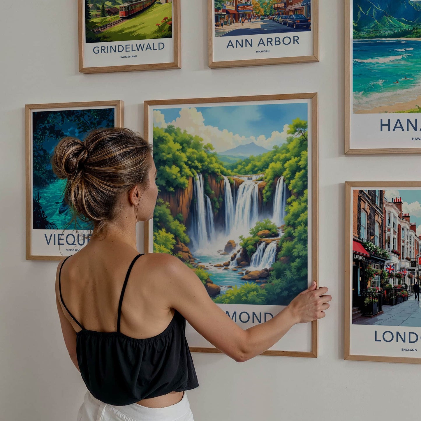Salto Monday Poster - Paraguay Travel Art - Cascading Jungle Falls Wall Decor