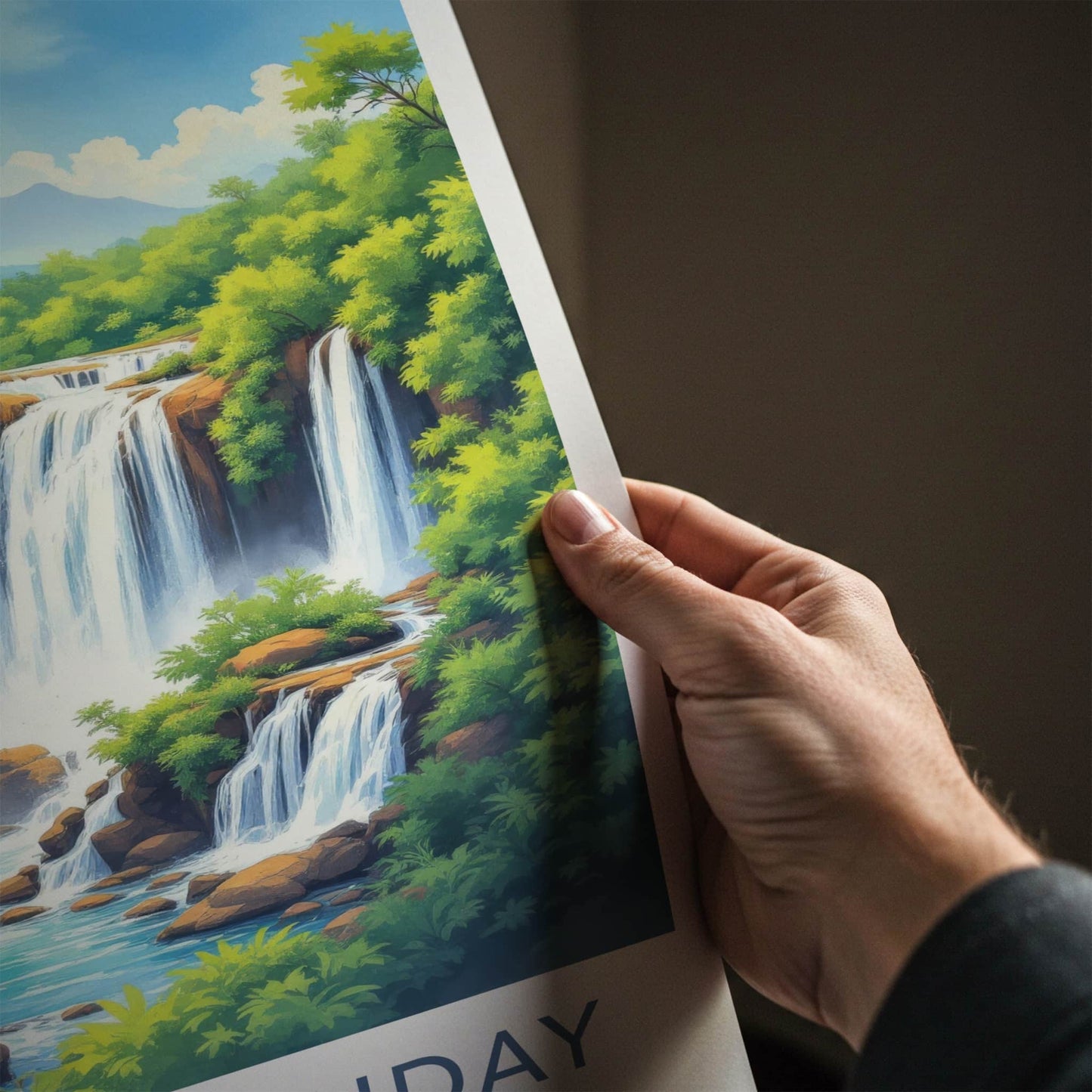 Salto Monday Poster - Paraguay Travel Art - Cascading Jungle Falls Wall Decor