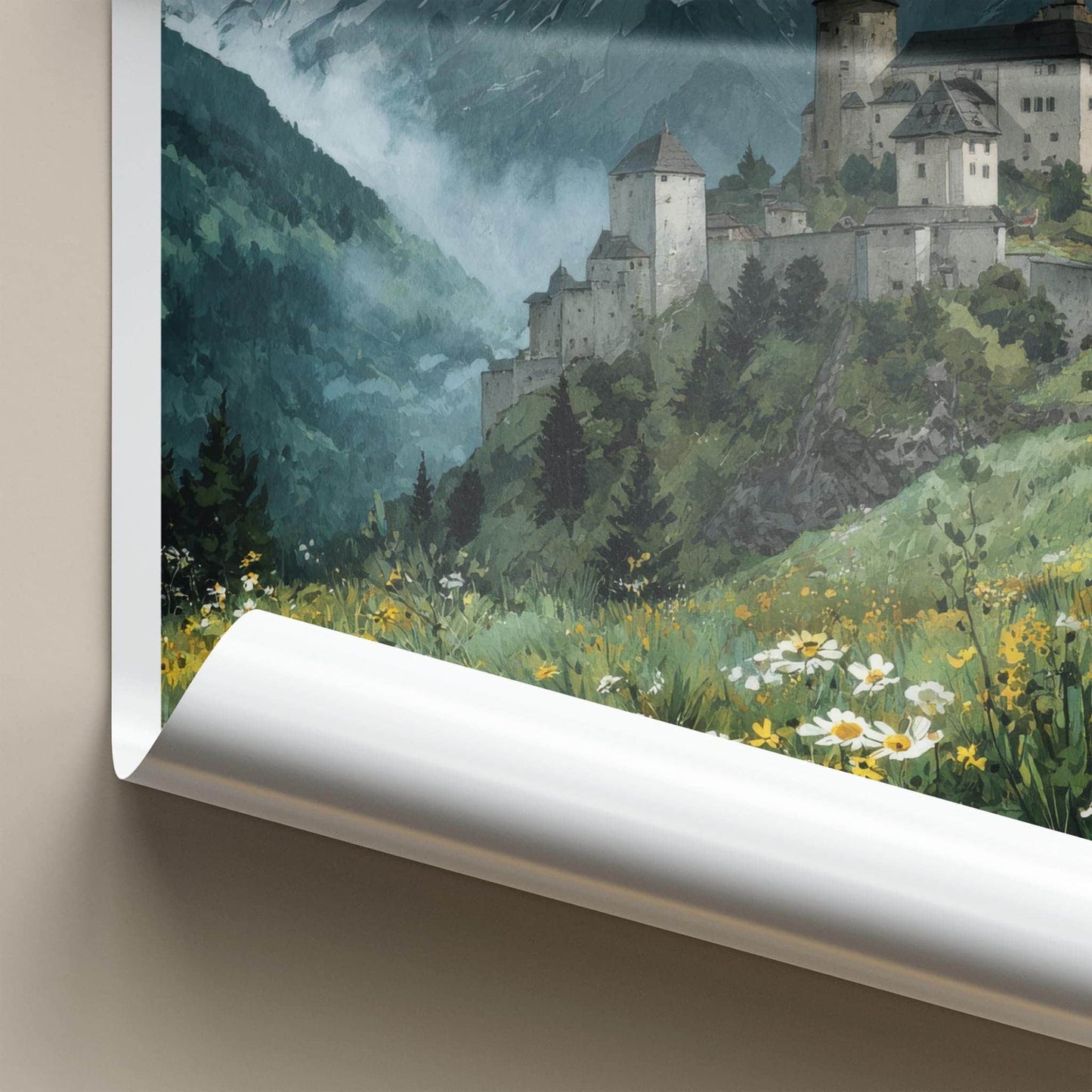 Salzach Valley Poster - Austria Travel Art - Alpine Castle Meadow Home Decor