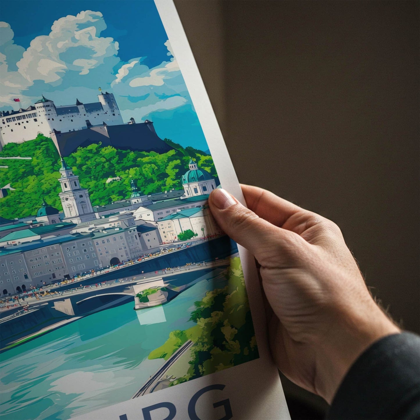 Salzburg Poster - Austria Travel Art - Alpine Cityscape View Wall Decor