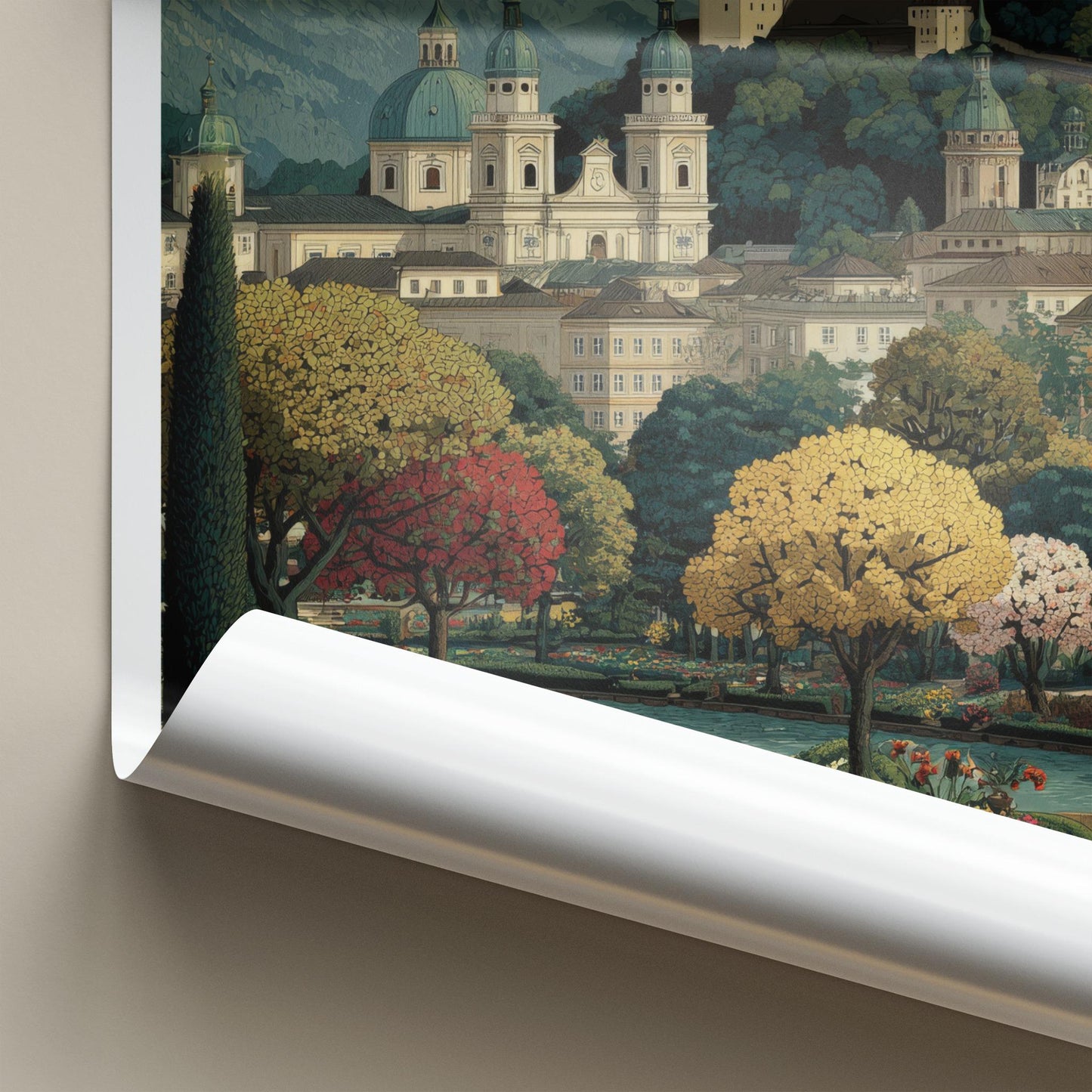 Salzburg Poster - Austria Travel Art - Alpine Fortress Gardens Home Decor