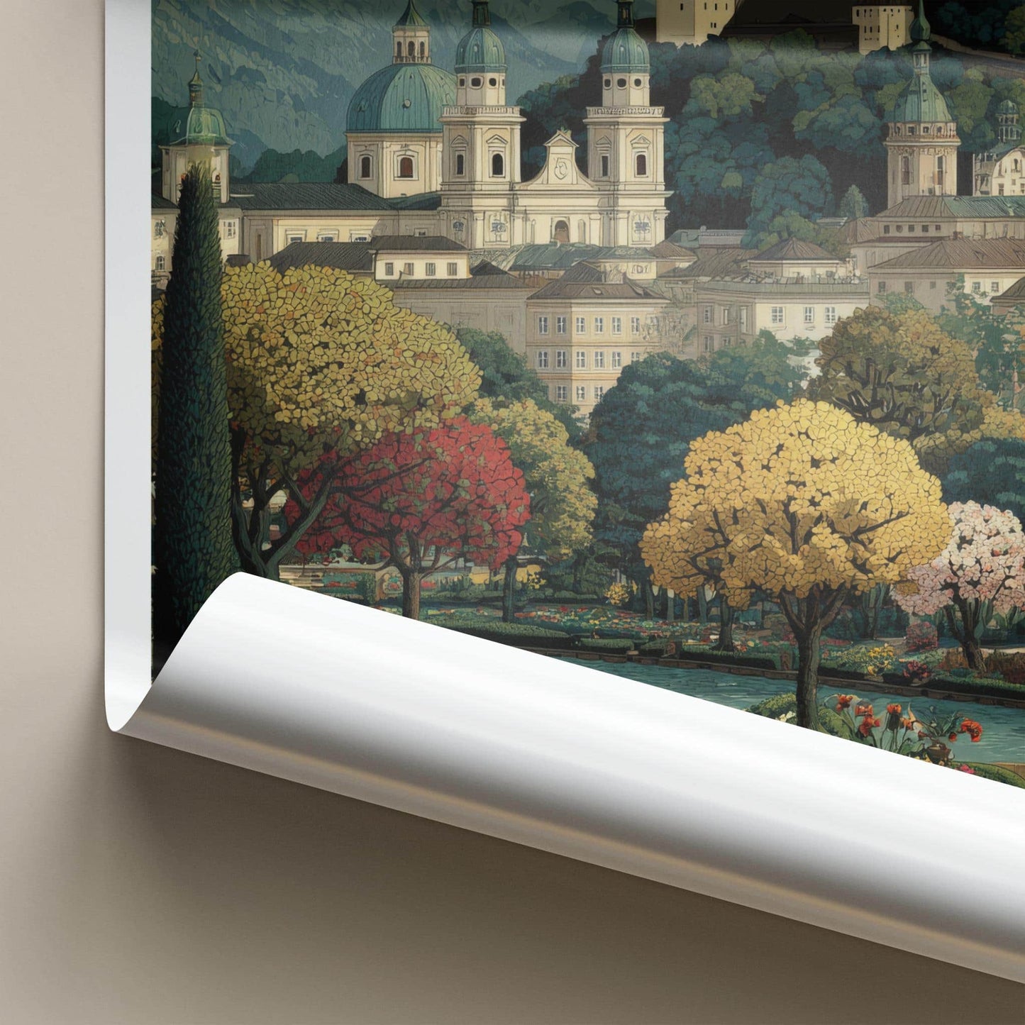 Salzburg Poster - Austria Travel Art - Alpine Fortress Gardens Home Decor