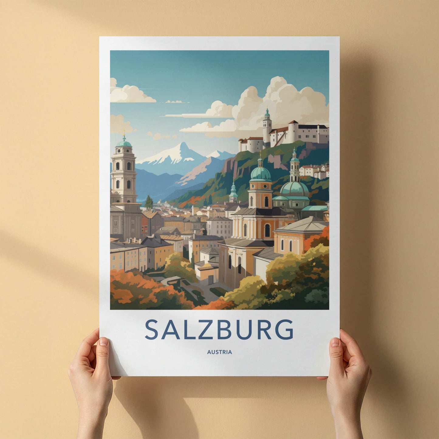 Salzburg Poster - Austria Travel Art - Historic City Mountains Home Decor