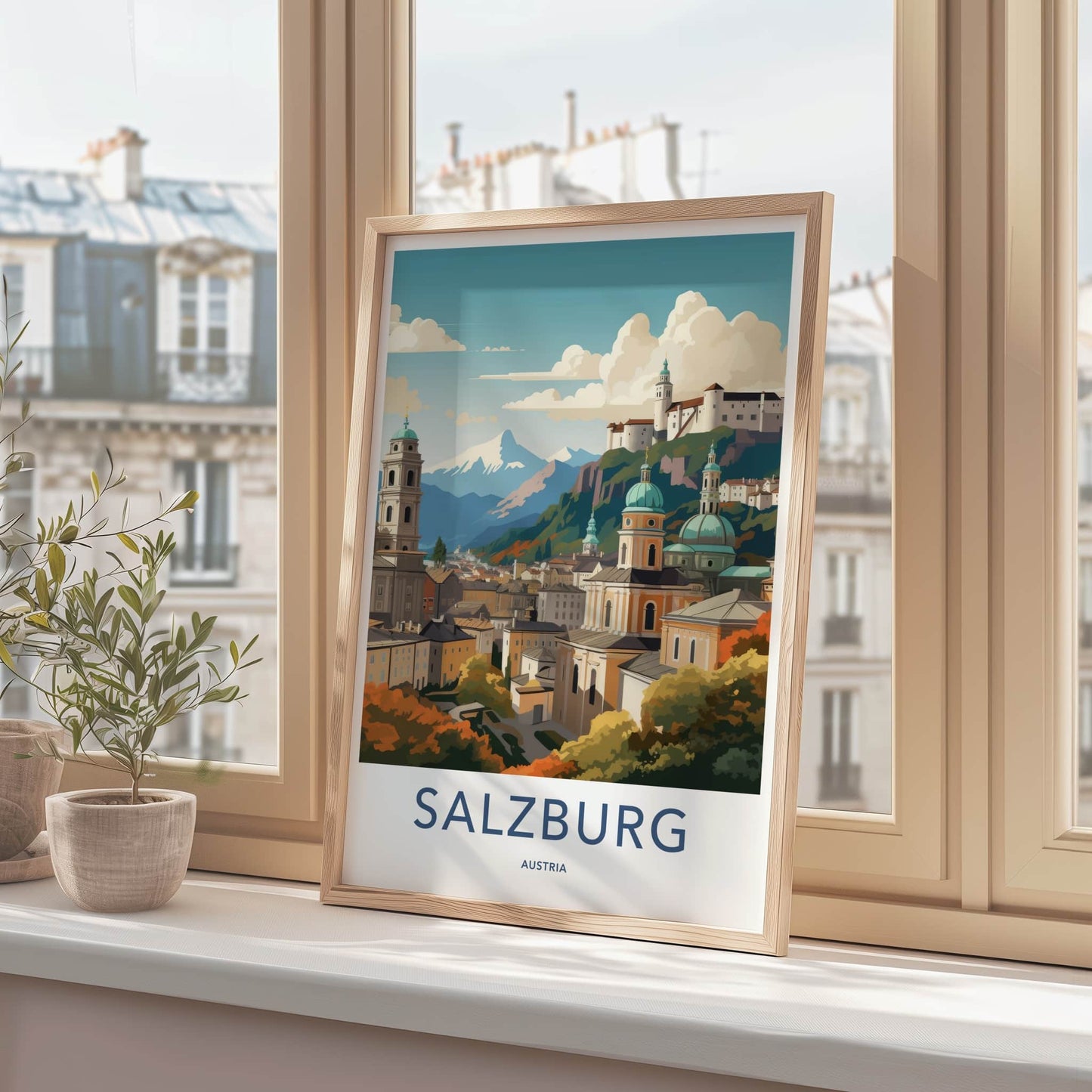 Salzburg Poster - Austria Travel Art - Historic City Mountains Home Decor