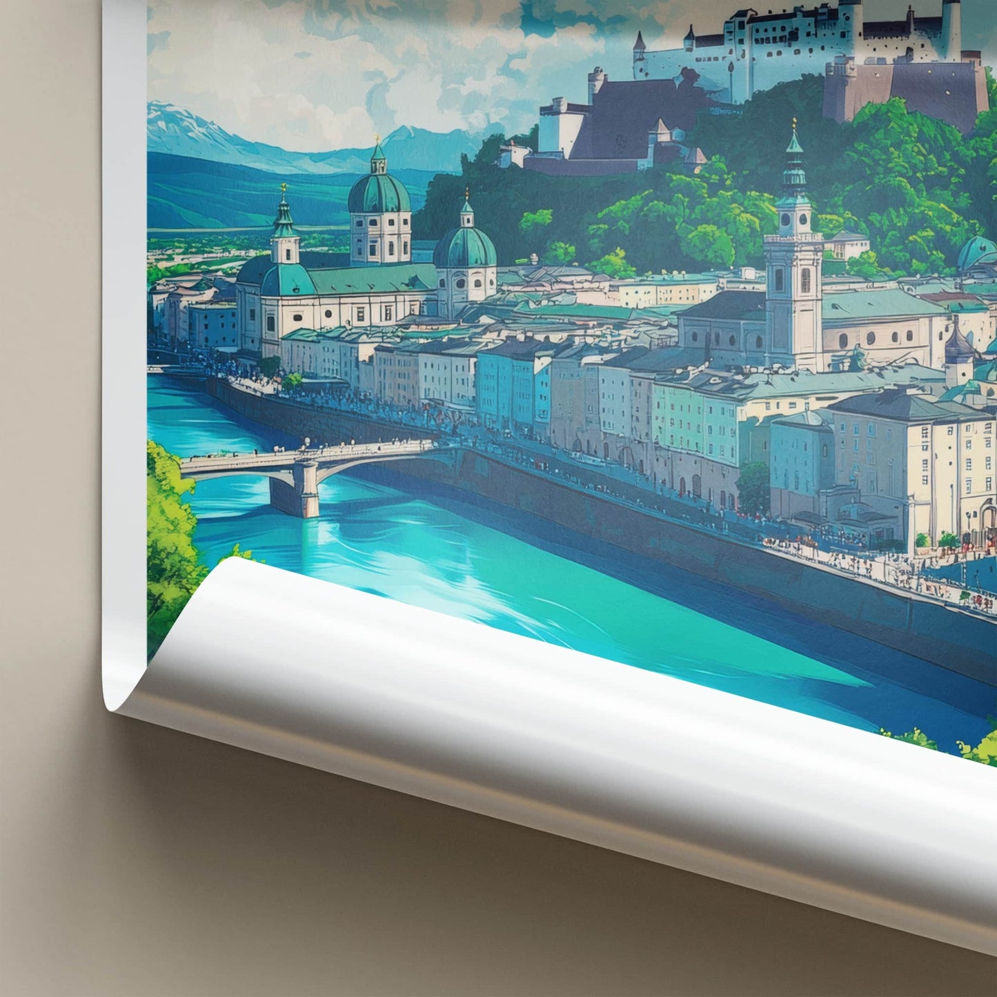 Salzburg Poster - Austria Travel Art - Historic River City Home Decor