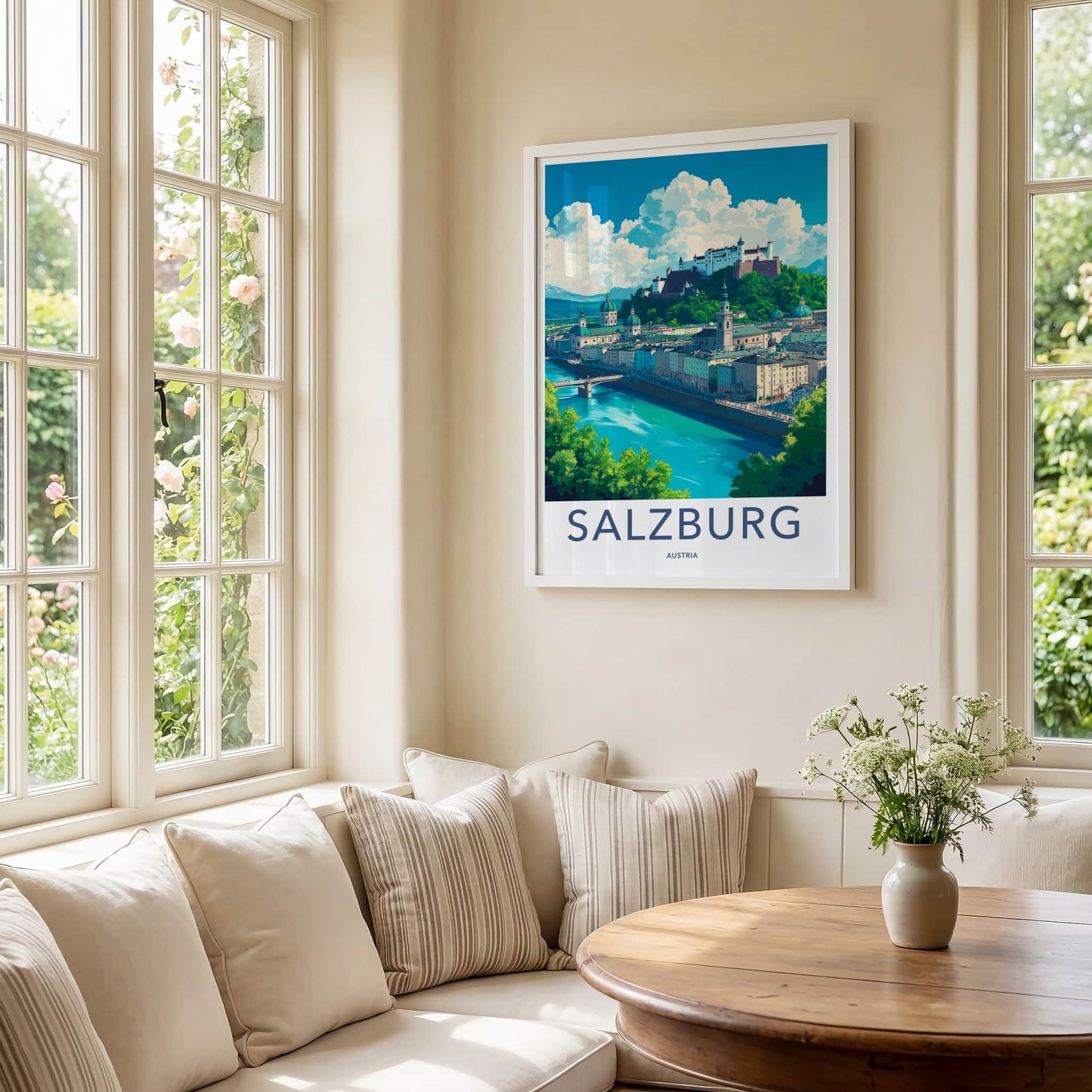 Salzburg Poster - Austria Travel Art - Historic River City Home Decor