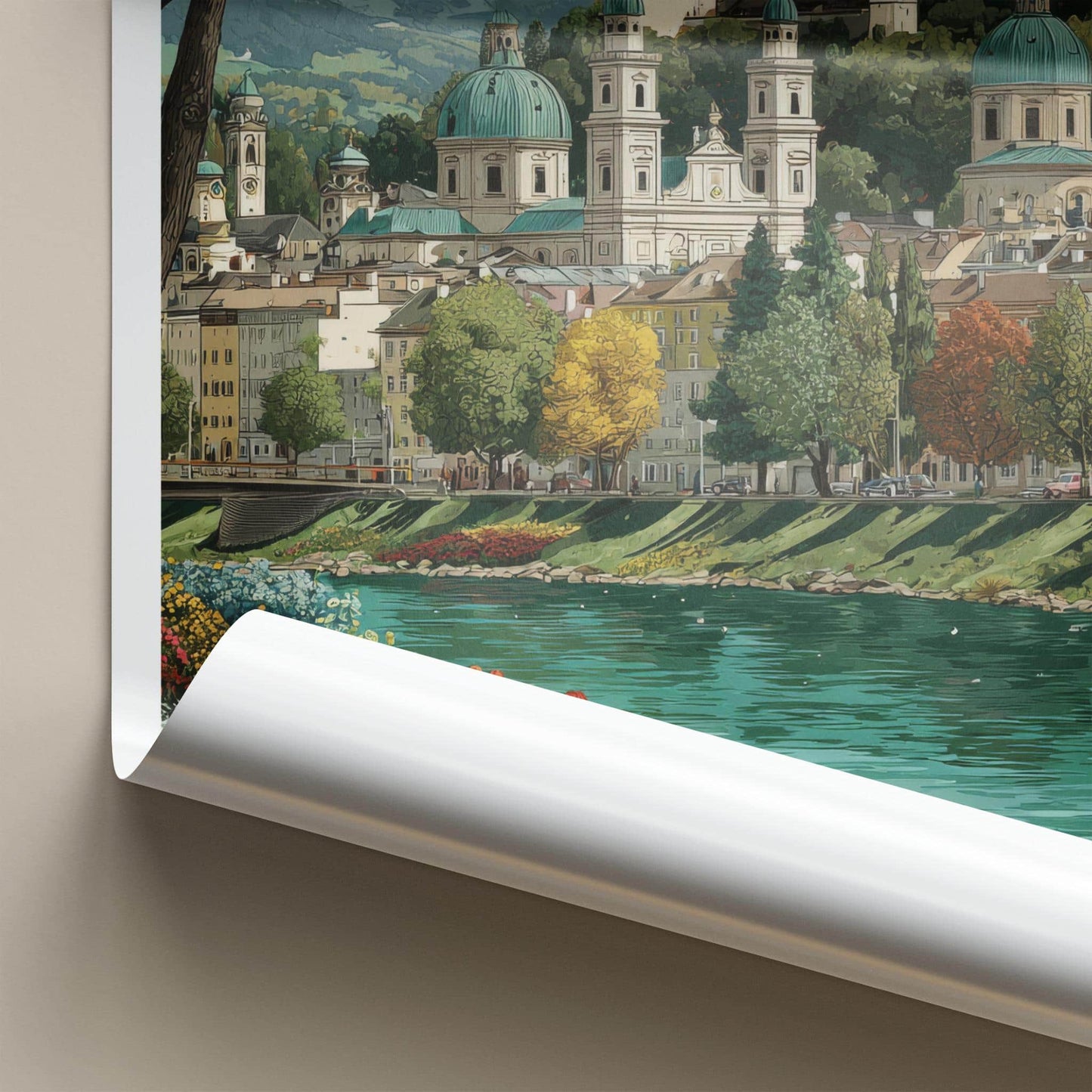 Salzburg Poster - Austria Travel Art - Vibrant River City Home Decor