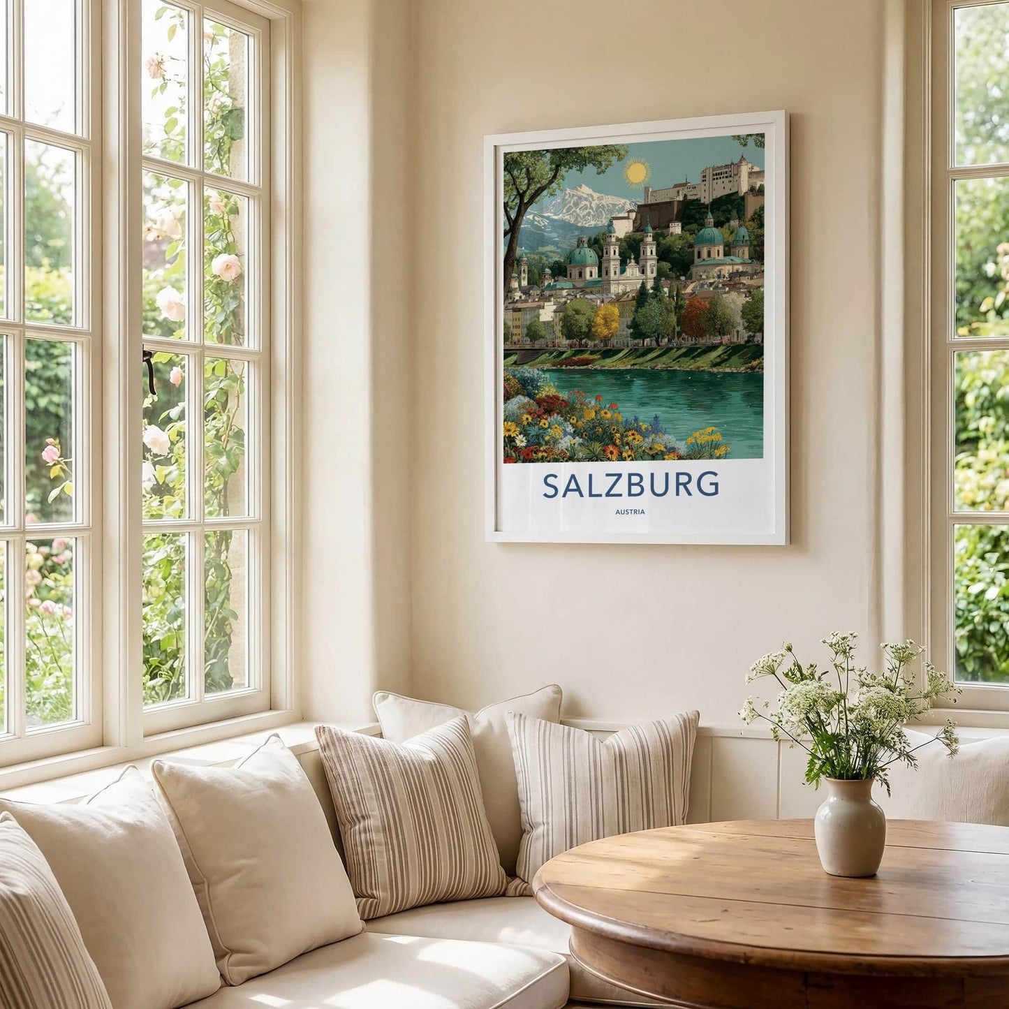 Salzburg Poster - Austria Travel Art - Vibrant River City Home Decor