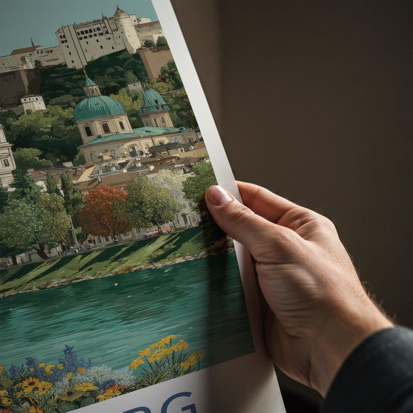 Salzburg Poster - Austria Travel Art - Vibrant River City Home Decor