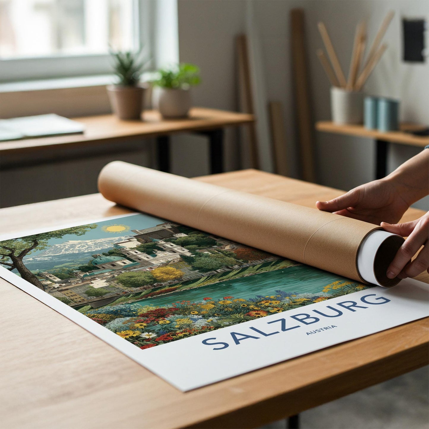Salzburg Poster - Austria Travel Art - Vibrant River City Home Decor