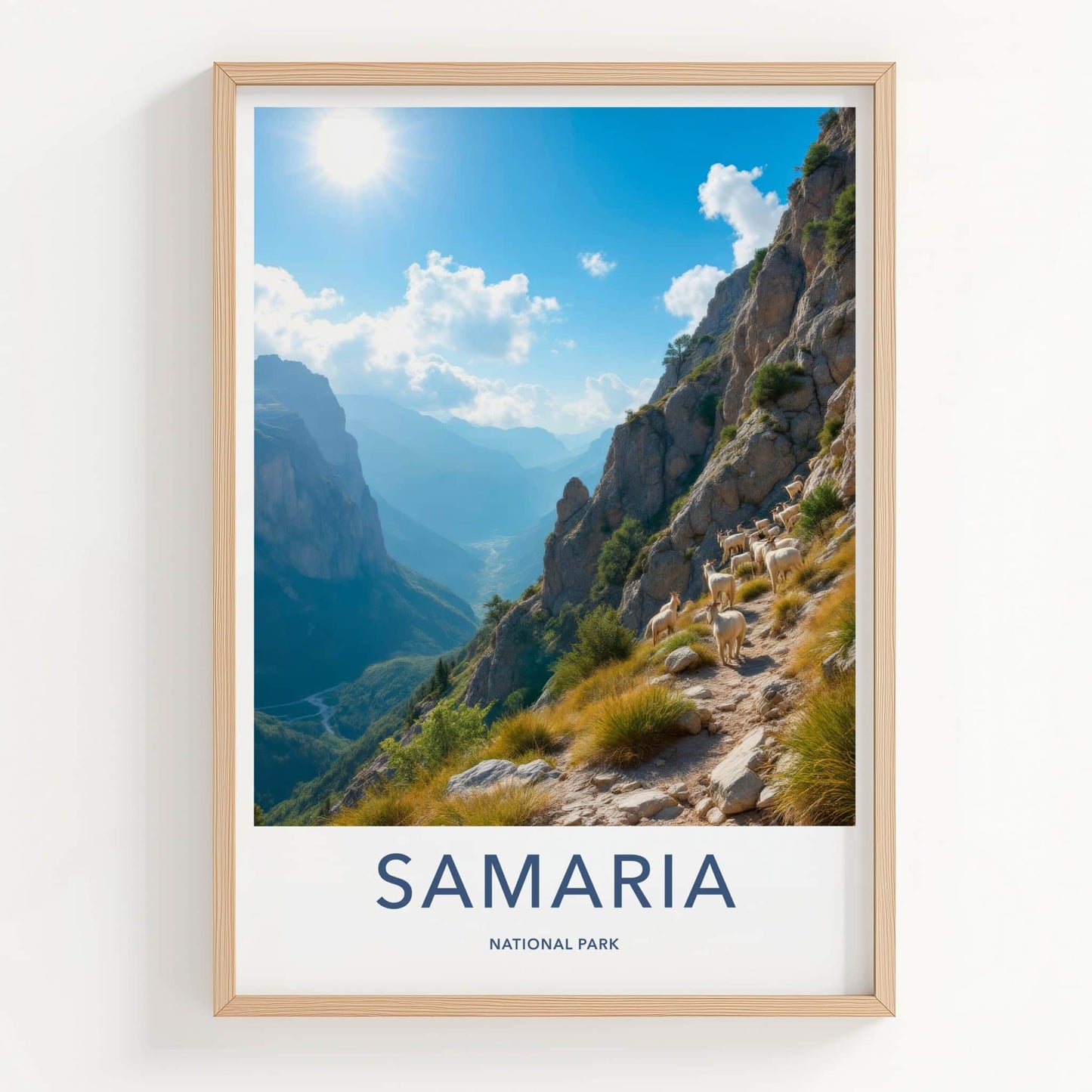 Samaria National Park Poster - Greece Travel Art - Goats Rocky Slope Wall Decor
