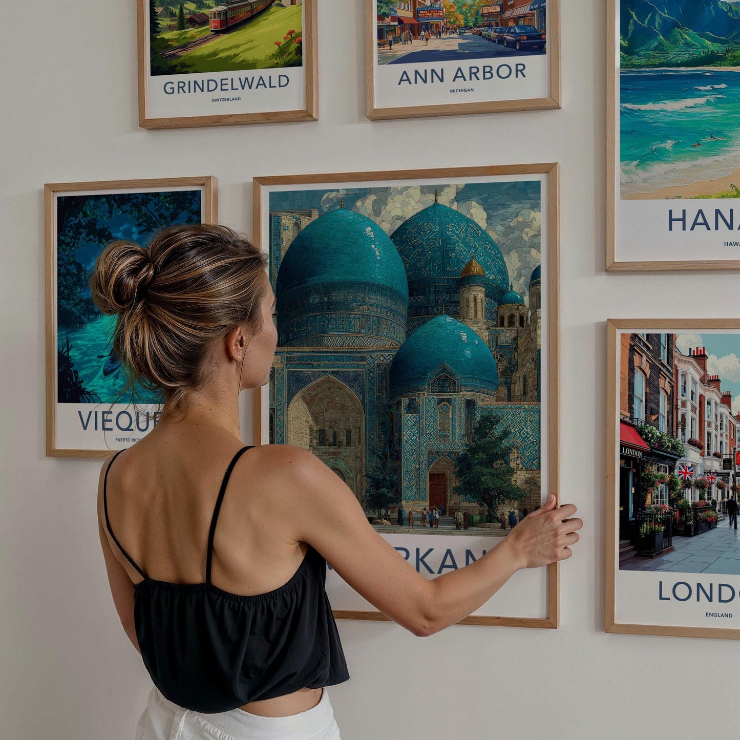 Samarkand Poster - Uzbekistan Travel Art - Blue Tiled Domes Wall Decor