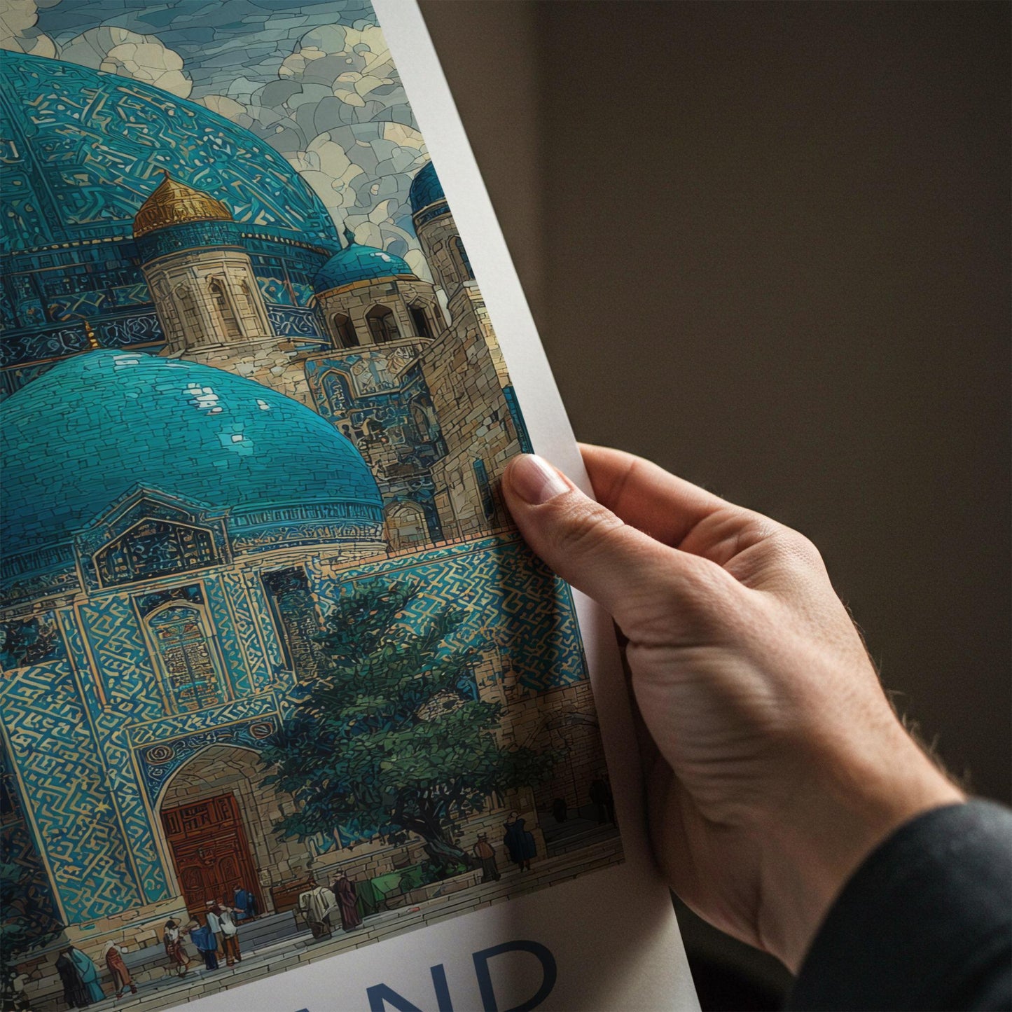 Samarkand Poster - Uzbekistan Travel Art - Blue Tiled Domes Wall Decor