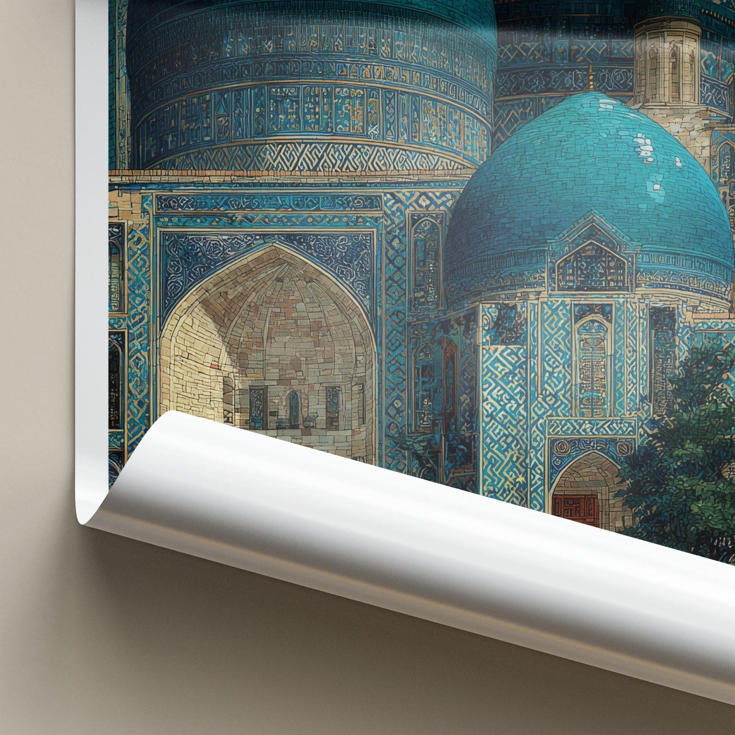 Samarkand Poster - Uzbekistan Travel Art - Blue Tiled Domes Wall Decor