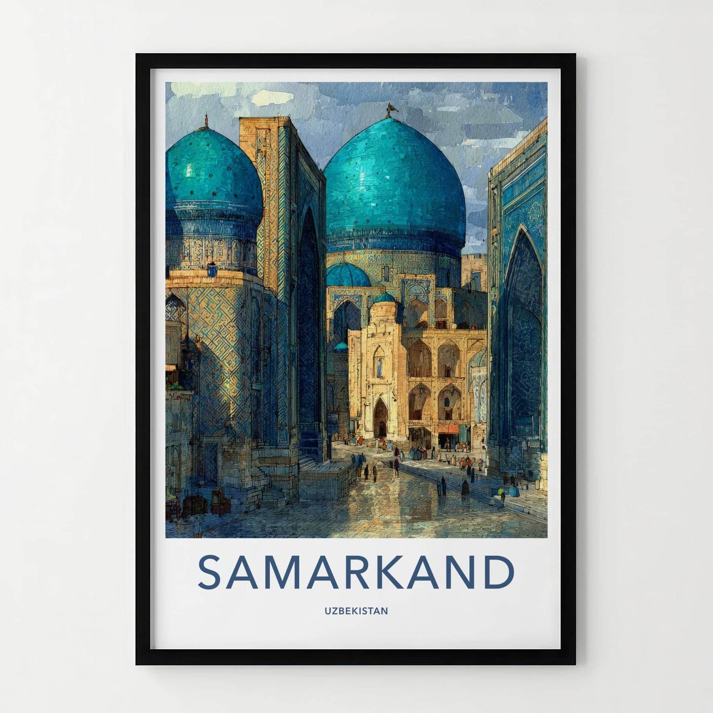 Samarkand Poster - Uzbekistan Travel Art - Grand Blue Architecture Home Decor