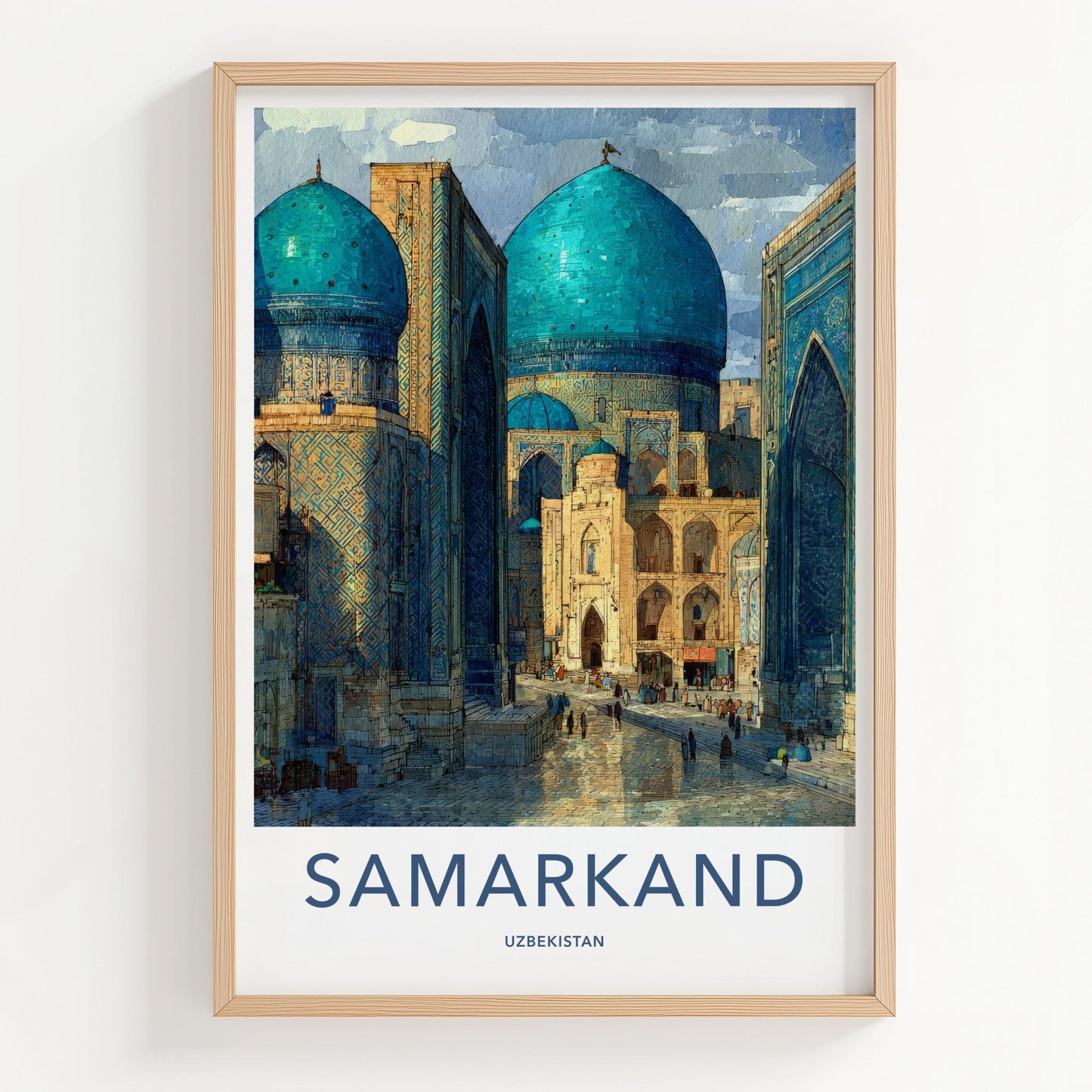Samarkand Poster - Uzbekistan Travel Art - Grand Blue Architecture Home Decor