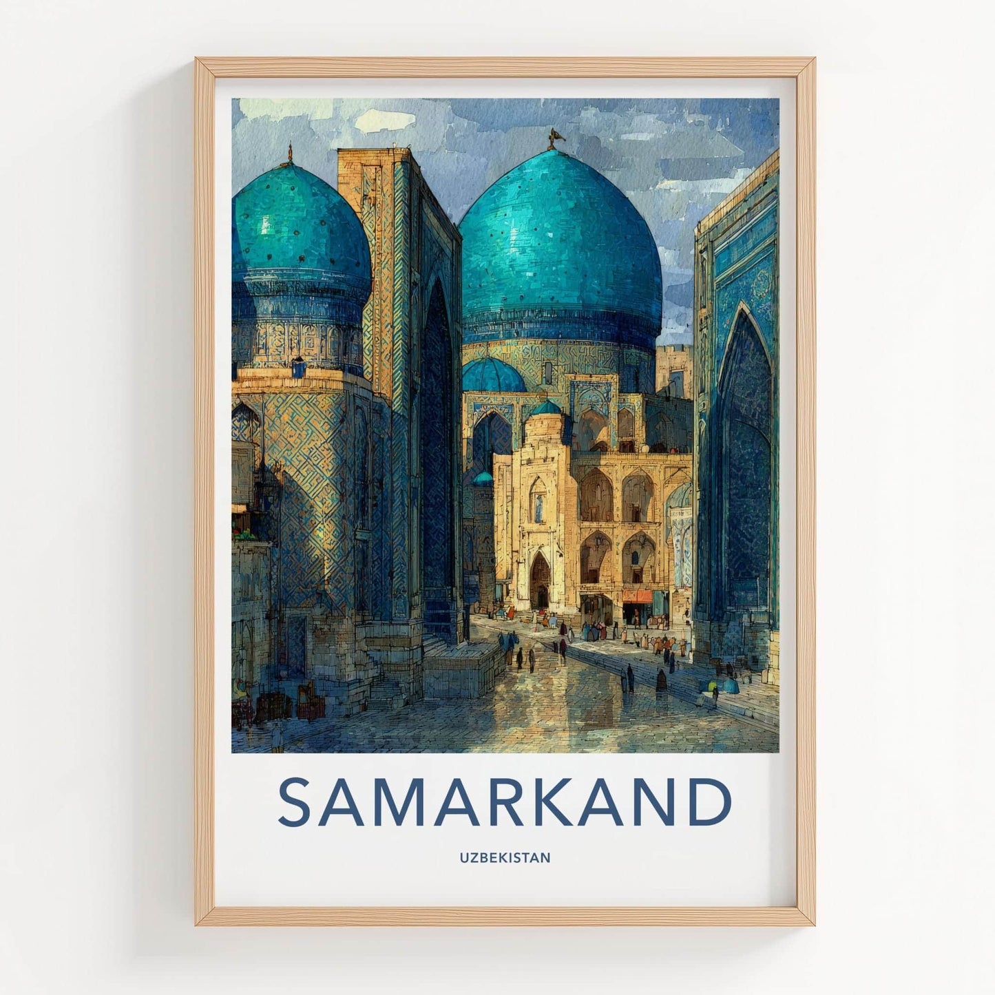 Samarkand Poster - Uzbekistan Travel Art - Grand Blue Architecture Home Decor