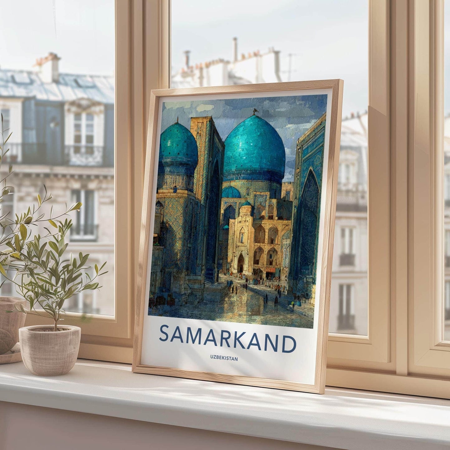Samarkand Poster - Uzbekistan Travel Art - Grand Blue Architecture Home Decor
