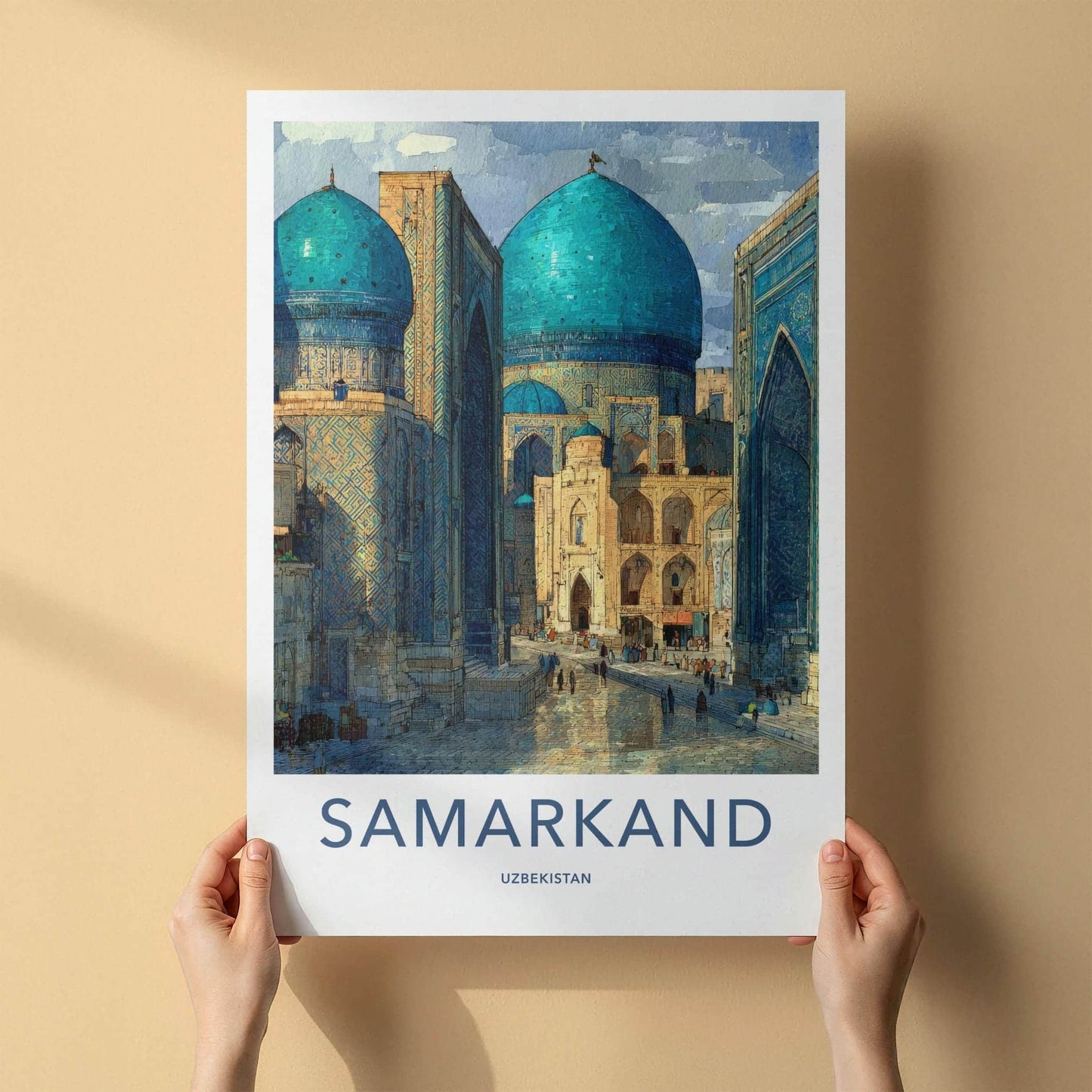 Samarkand Poster - Uzbekistan Travel Art - Grand Blue Architecture Home Decor