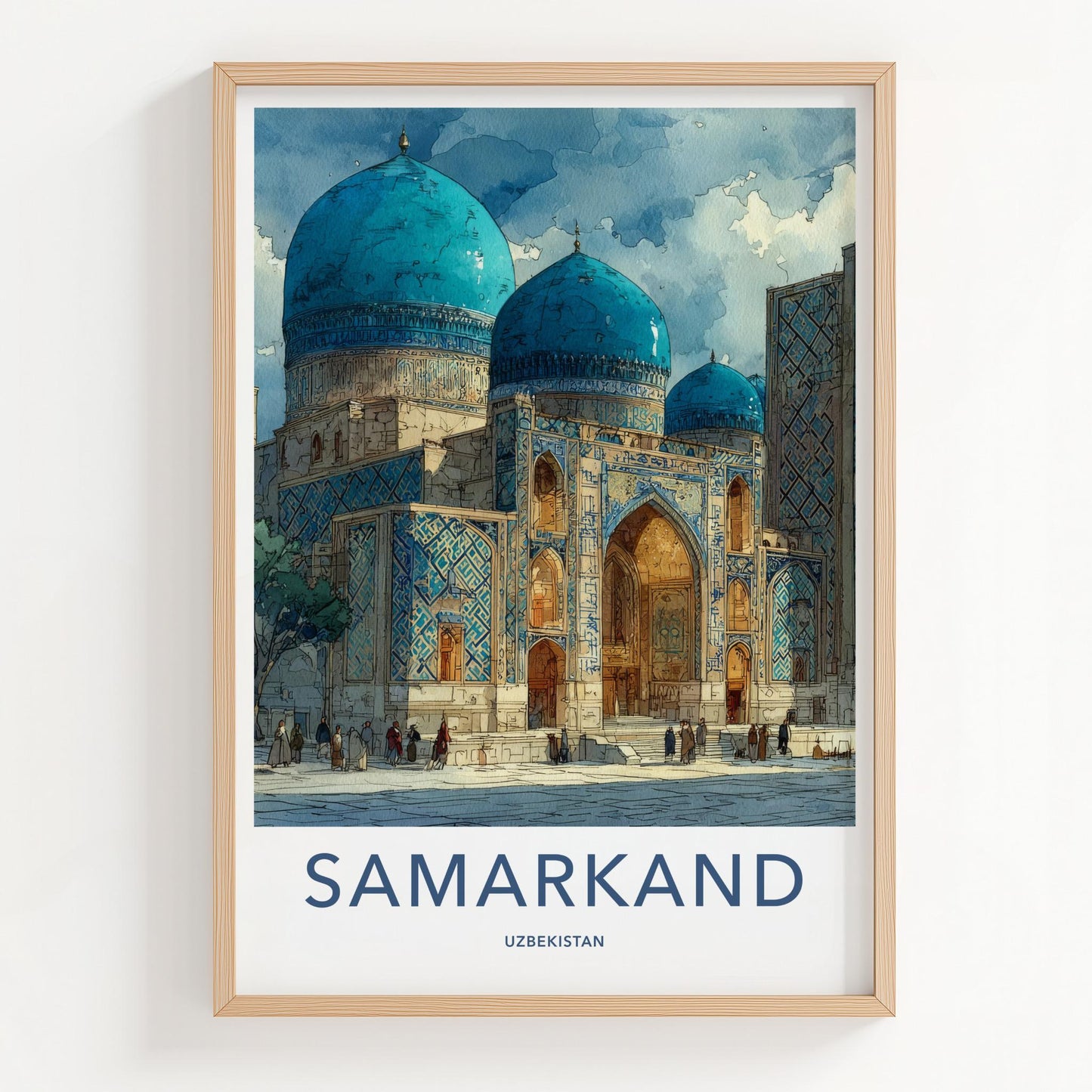 Samarkand Poster - Uzbekistan Travel Art - Grand Blue Mosque Home Decor