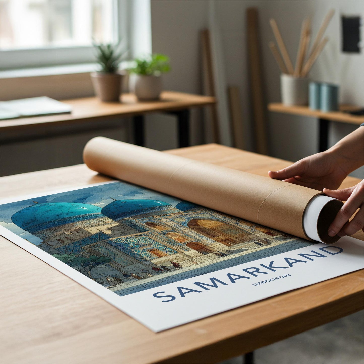 Samarkand Poster - Uzbekistan Travel Art - Grand Blue Mosque Home Decor
