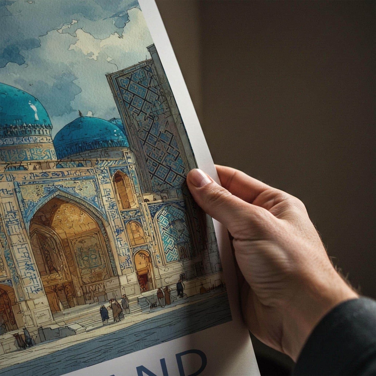 Samarkand Poster - Uzbekistan Travel Art - Grand Blue Mosque Home Decor