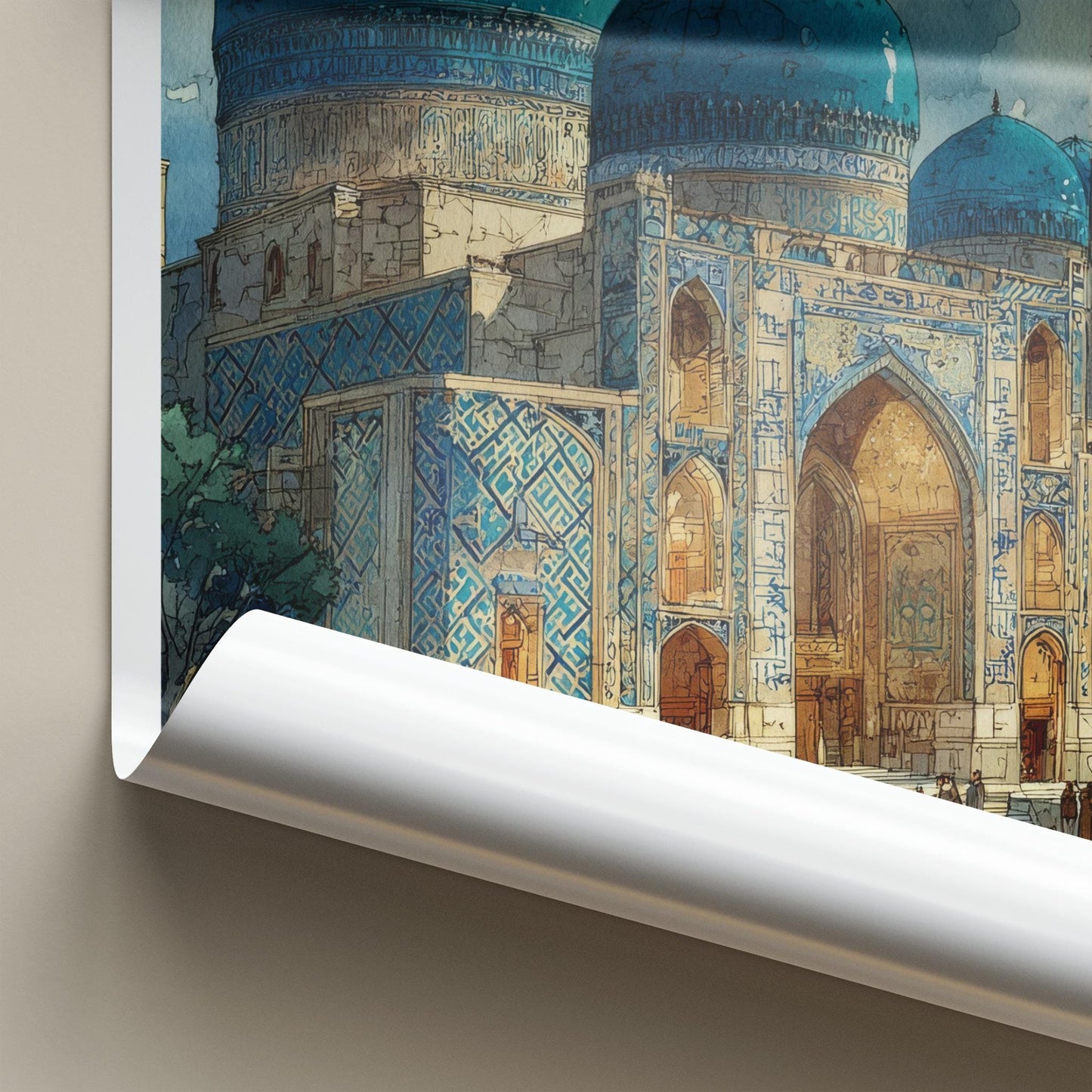 Samarkand Poster - Uzbekistan Travel Art - Grand Blue Mosque Home Decor