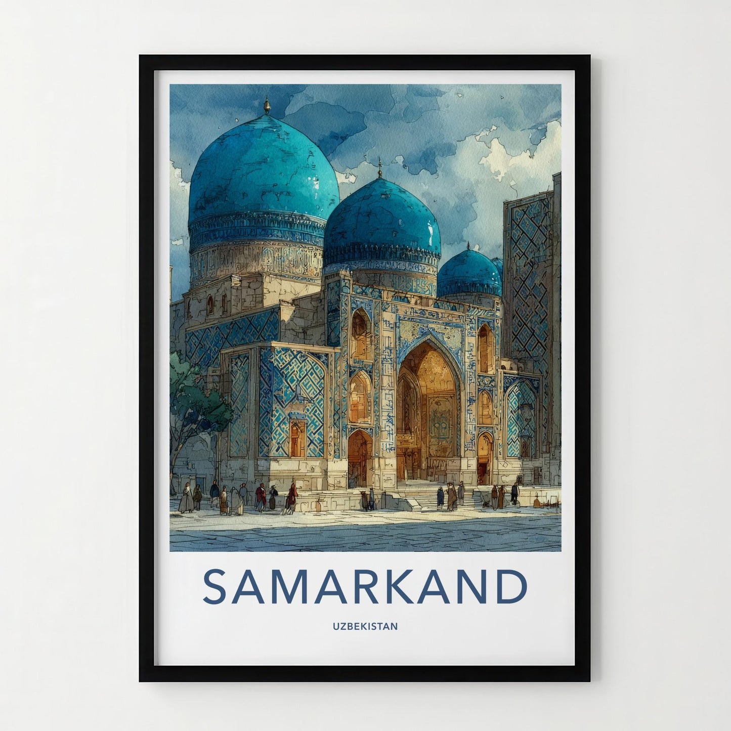 Samarkand Poster - Uzbekistan Travel Art - Grand Blue Mosque Home Decor