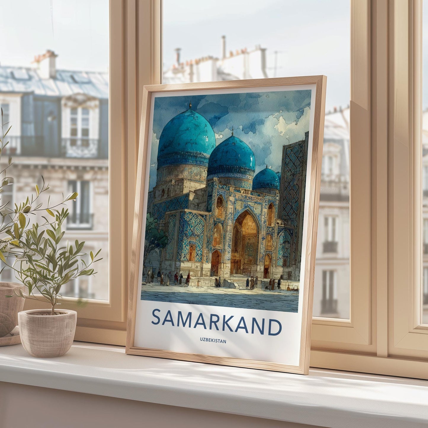 Samarkand Poster - Uzbekistan Travel Art - Grand Blue Mosque Home Decor