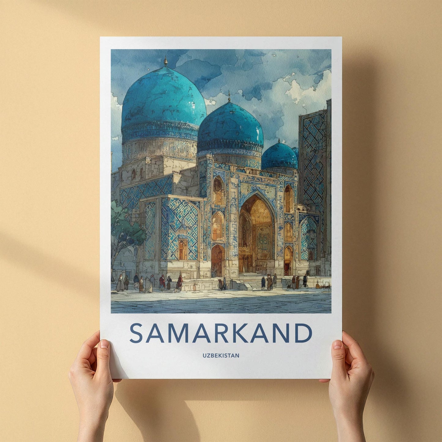 Samarkand Poster - Uzbekistan Travel Art - Grand Blue Mosque Home Decor