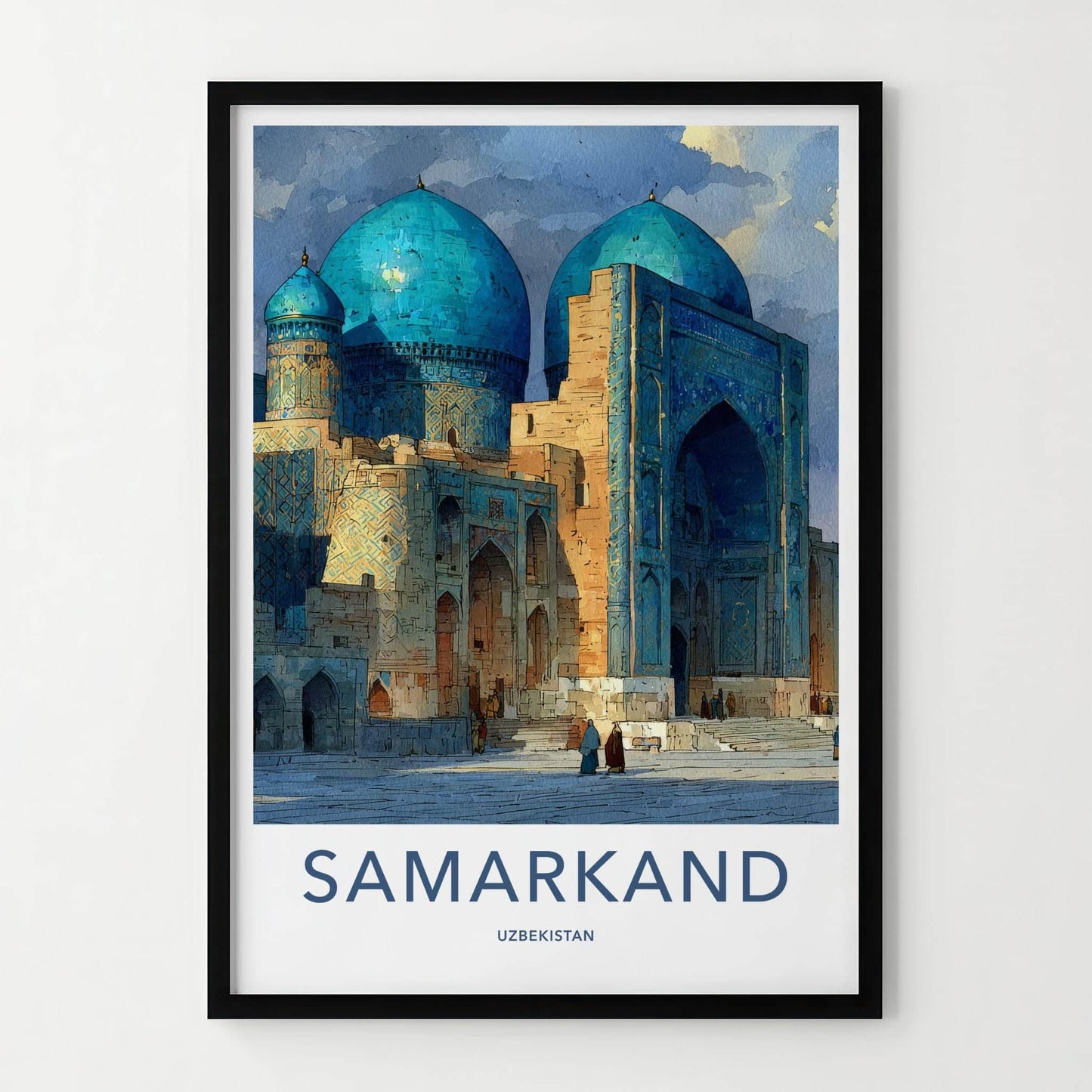 Samarkand Poster - Uzbekistan Travel Art - Majestic Blue Domes Home Decor