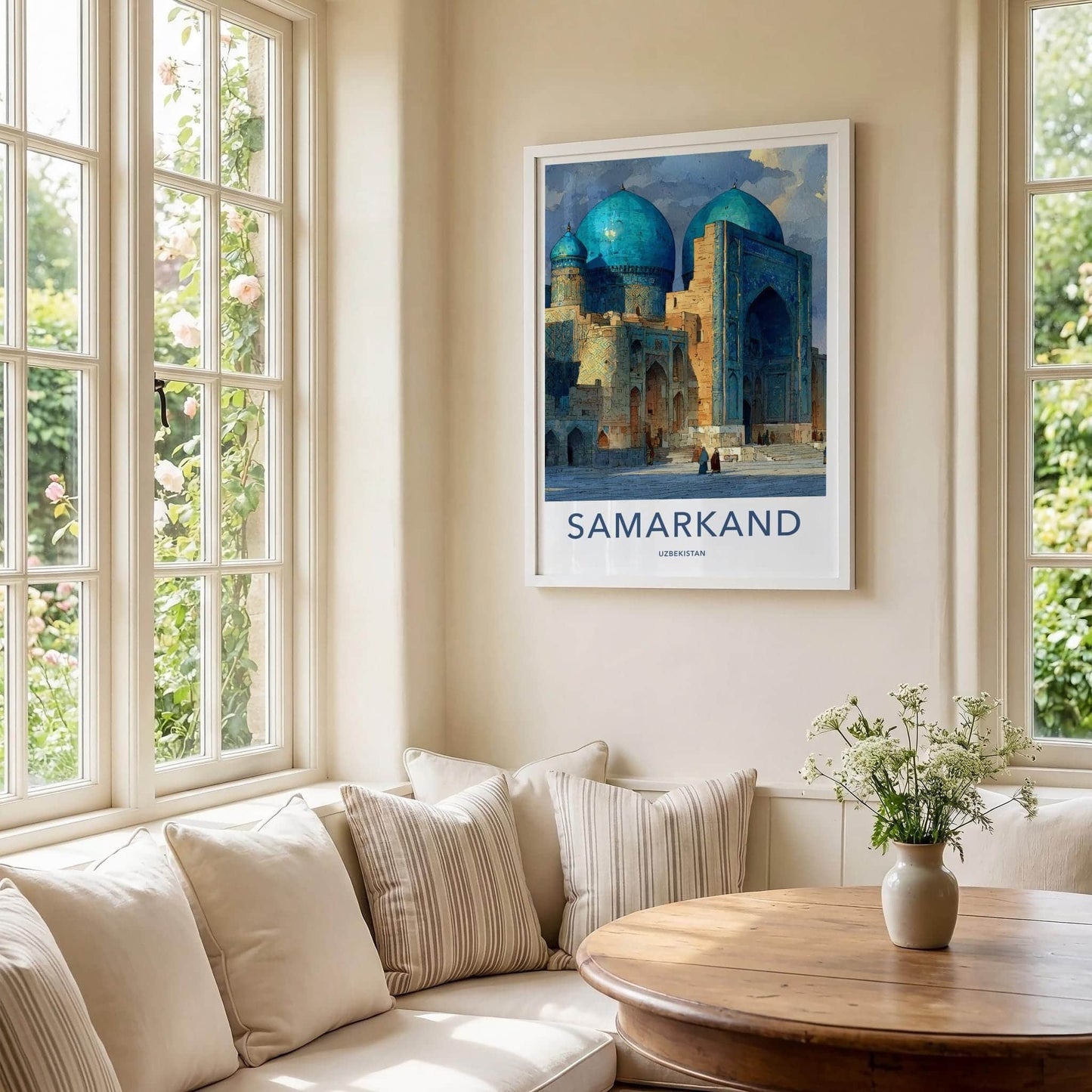 Samarkand Poster - Uzbekistan Travel Art - Majestic Blue Domes Home Decor