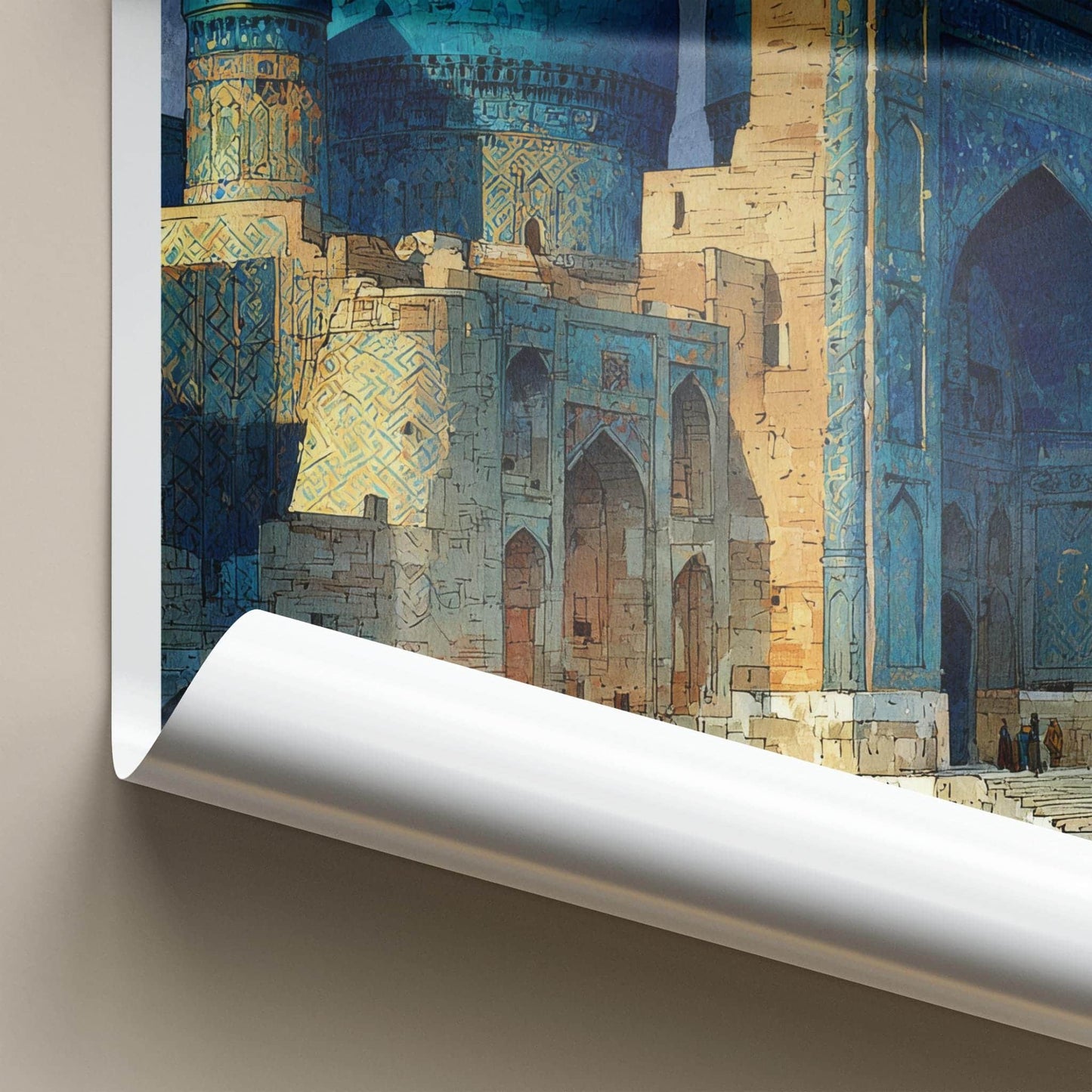 Samarkand Poster - Uzbekistan Travel Art - Majestic Blue Domes Home Decor