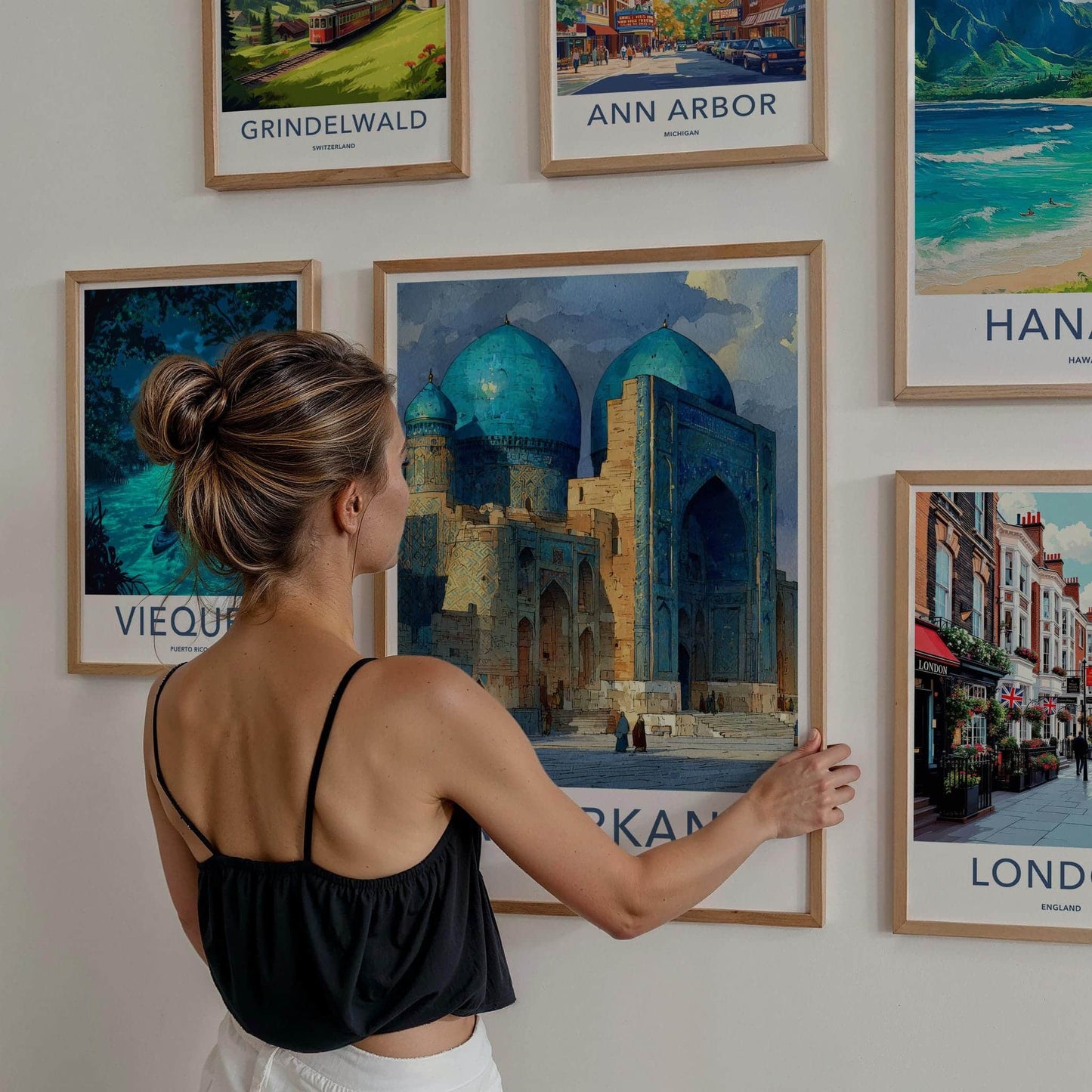 Samarkand Poster - Uzbekistan Travel Art - Majestic Blue Domes Home Decor