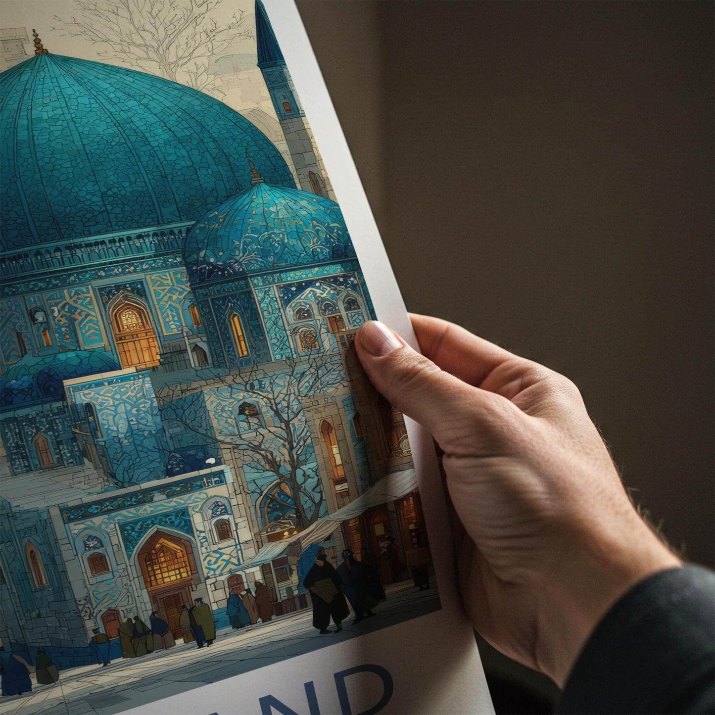 Samarkand Poster - Uzbekistan Travel Art - Ornate Blue Domes Home Decor