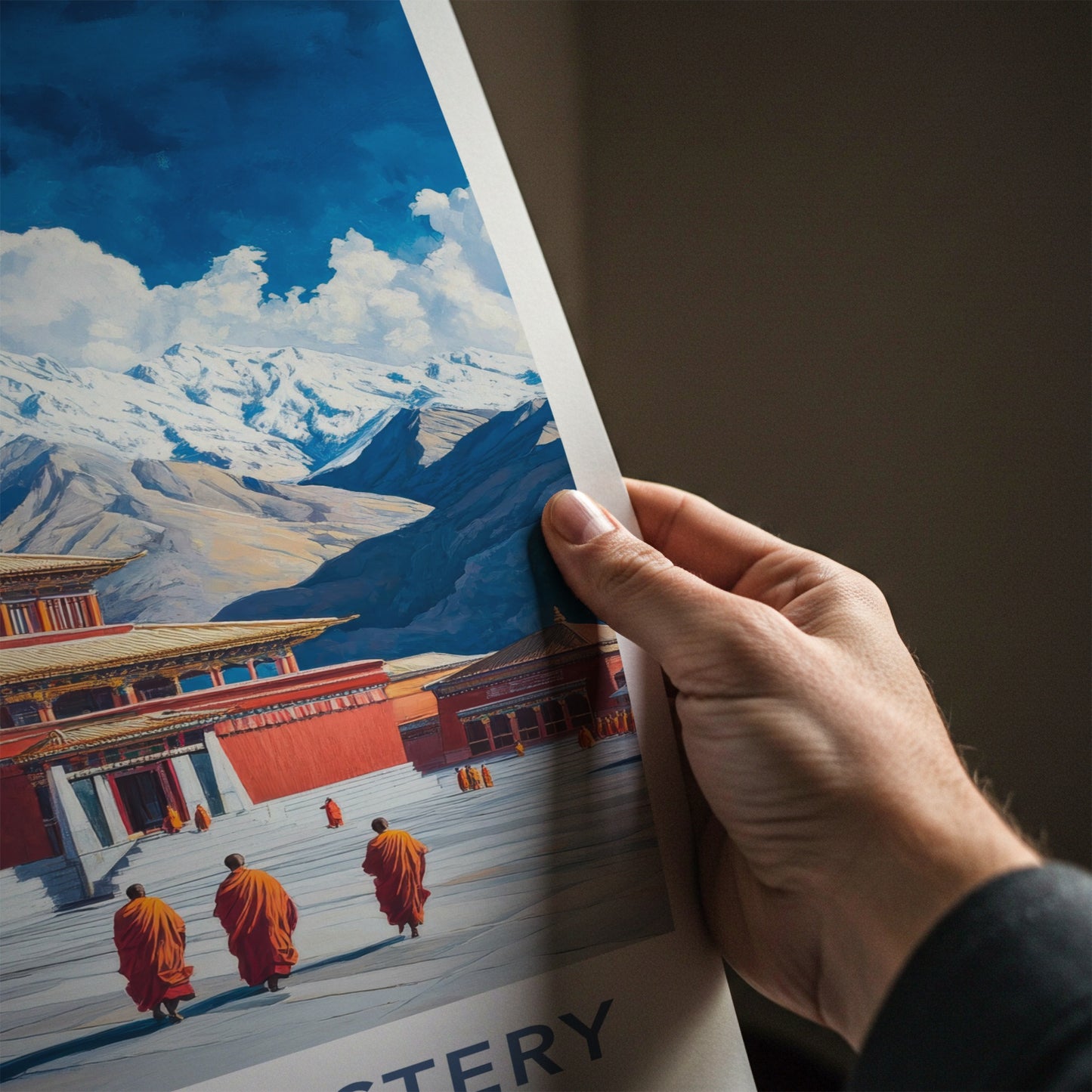 Samye Monastery Poster - Tibet Art Print - Monks Temple Mountains Wall Decor