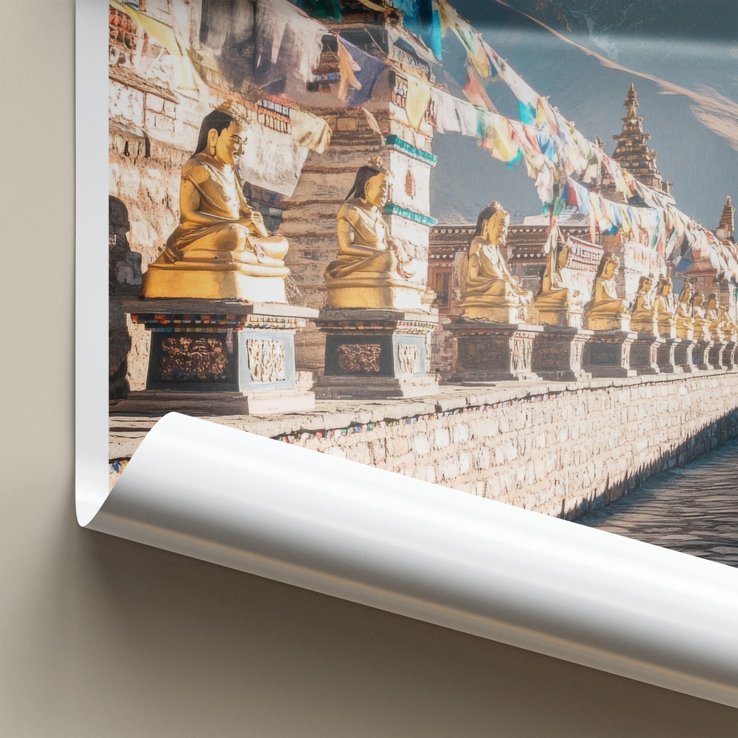 Samye Monastery Poster - Tibet Travel Art - Golden Buddha Statues Home Decor