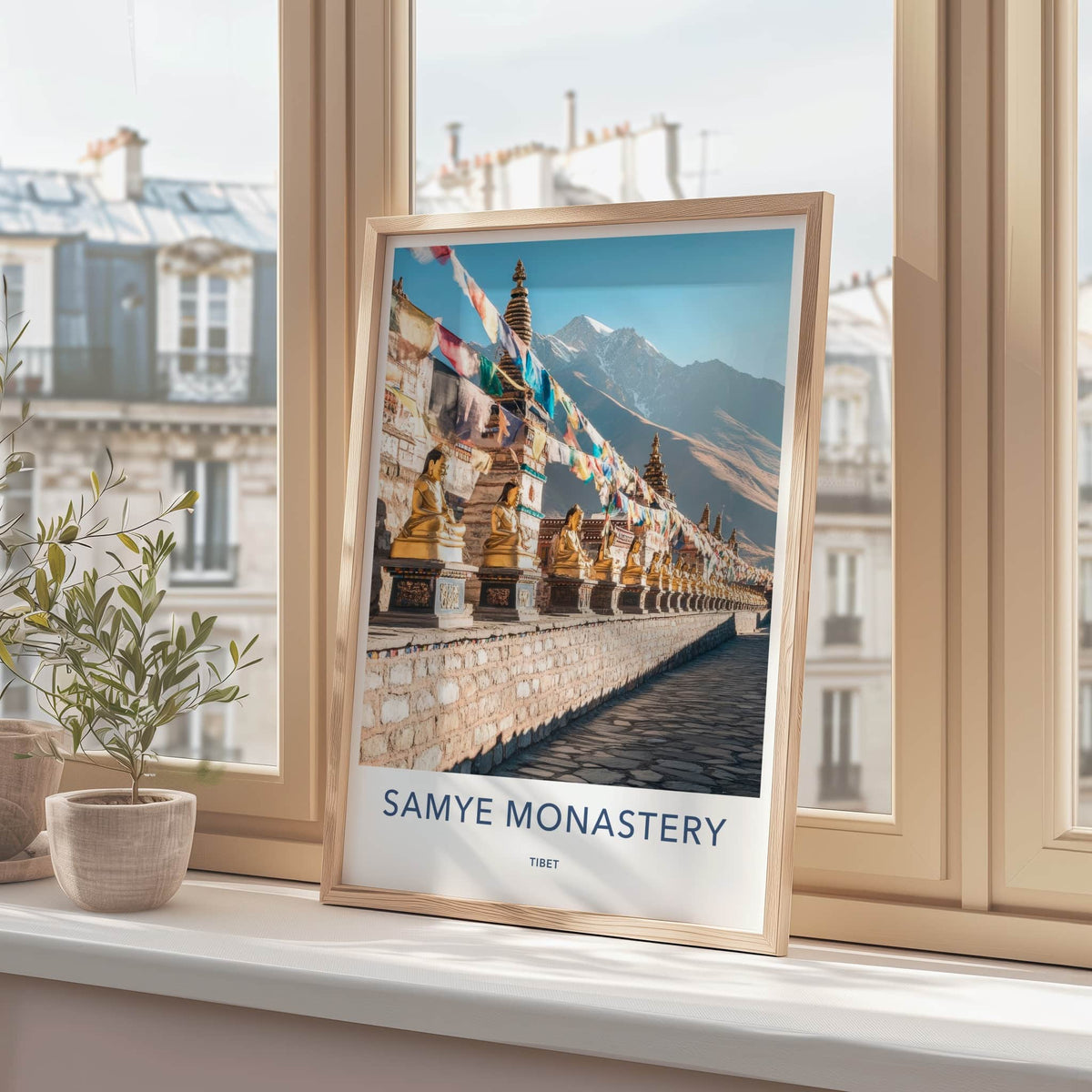 Samye Monastery Poster - Tibet Travel Art - Golden Buddha Statues Home Decor