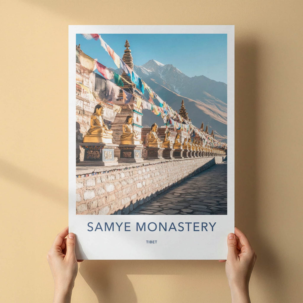 Samye Monastery Poster - Tibet Travel Art - Golden Buddha Statues Home Decor