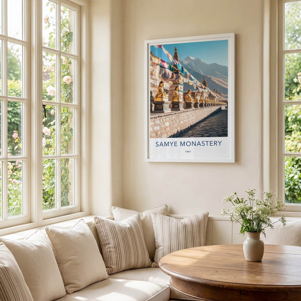 Samye Monastery Poster - Tibet Travel Art - Golden Buddha Statues Home Decor