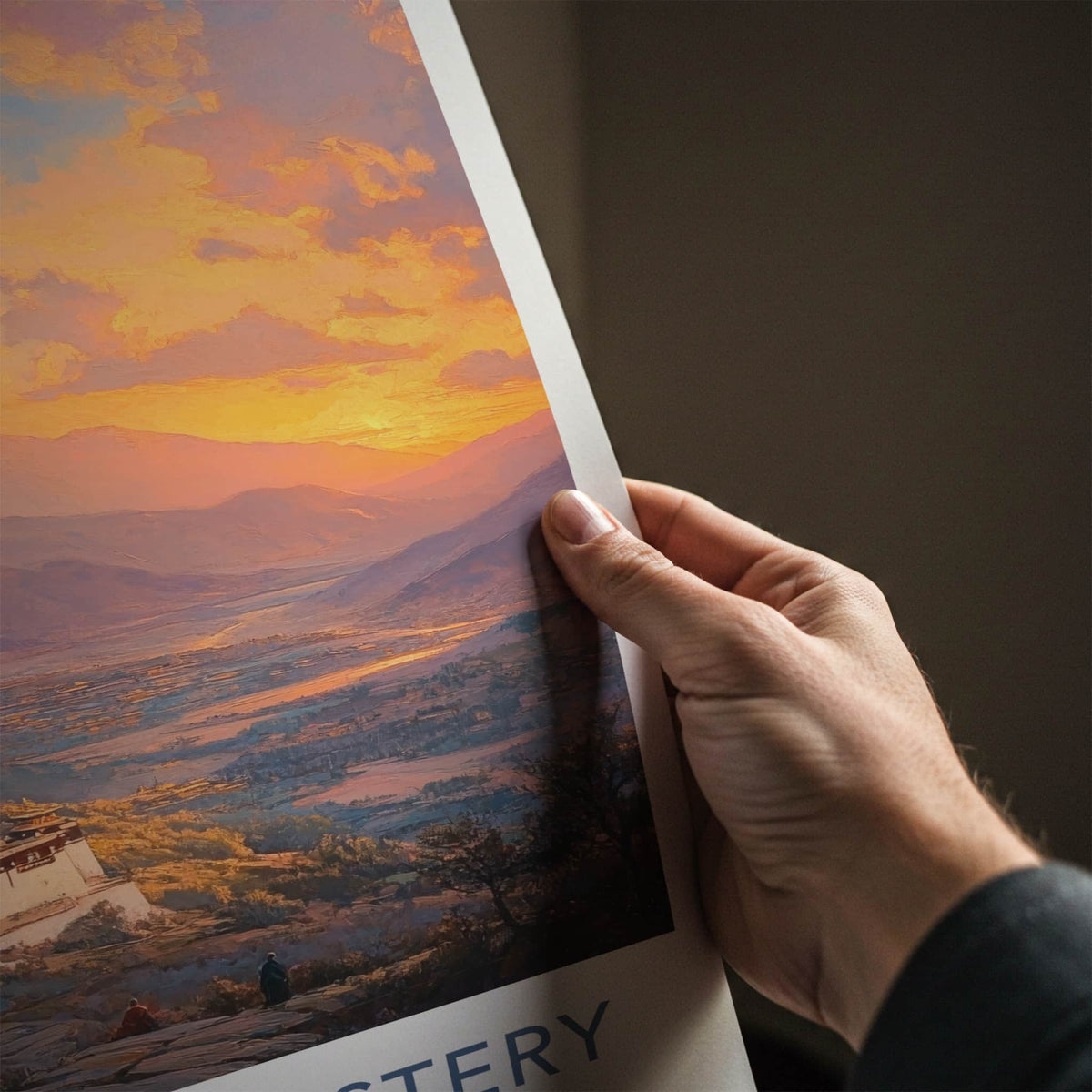 Samye Monastery Poster - Tibet Travel Art - Golden Monastery Valley Home Decor