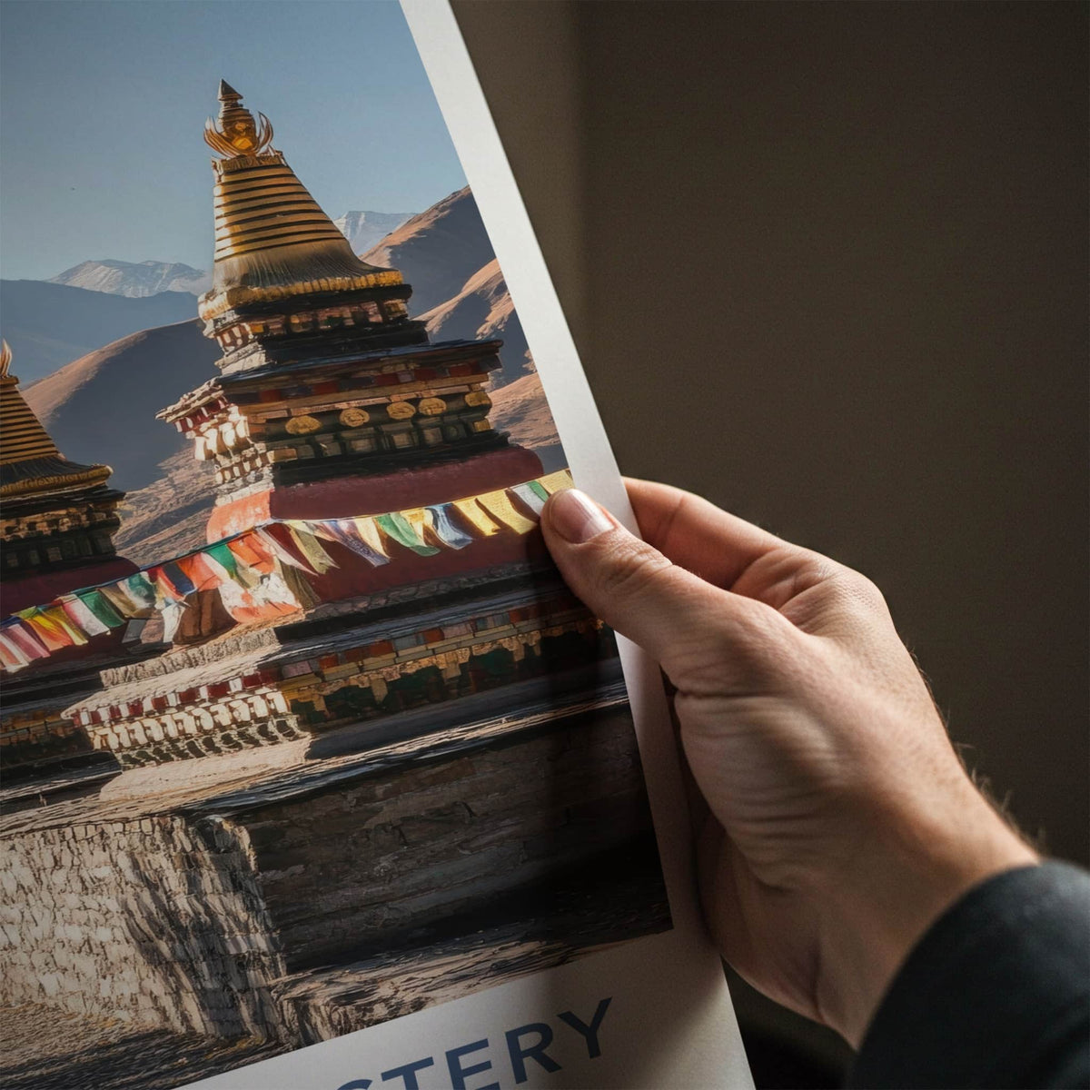 Samye Monastery Poster - Tibet Travel Art - Golden Stupas Flags Home Decor