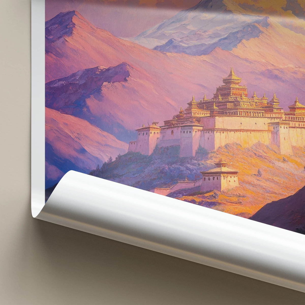 Samye Monastery Poster - Tibet Travel Art - Himalayan Monastery Peaks Wall Decor