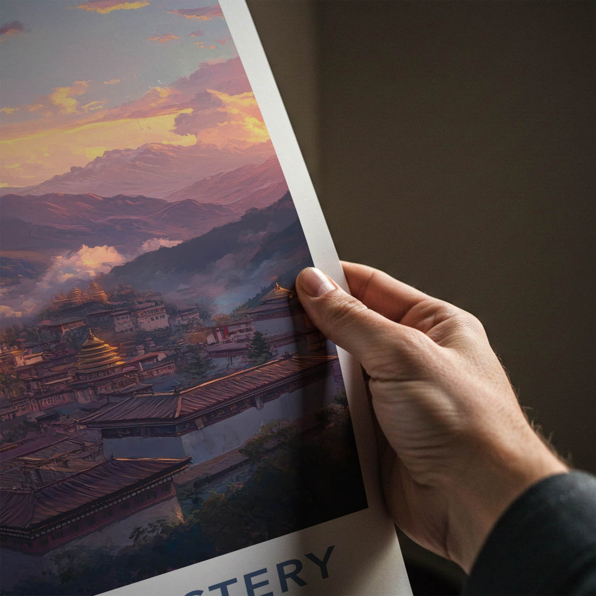 Samye Monastery Poster - Tibet Travel Art - Sunset Mountain Monastery Home Decor