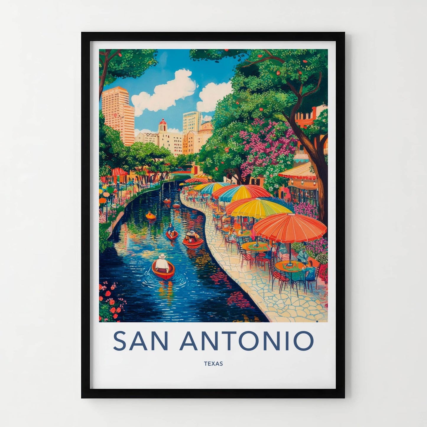 San Antonio Poster - Texas Travel Art - Lively Riverwalk City Home Decor