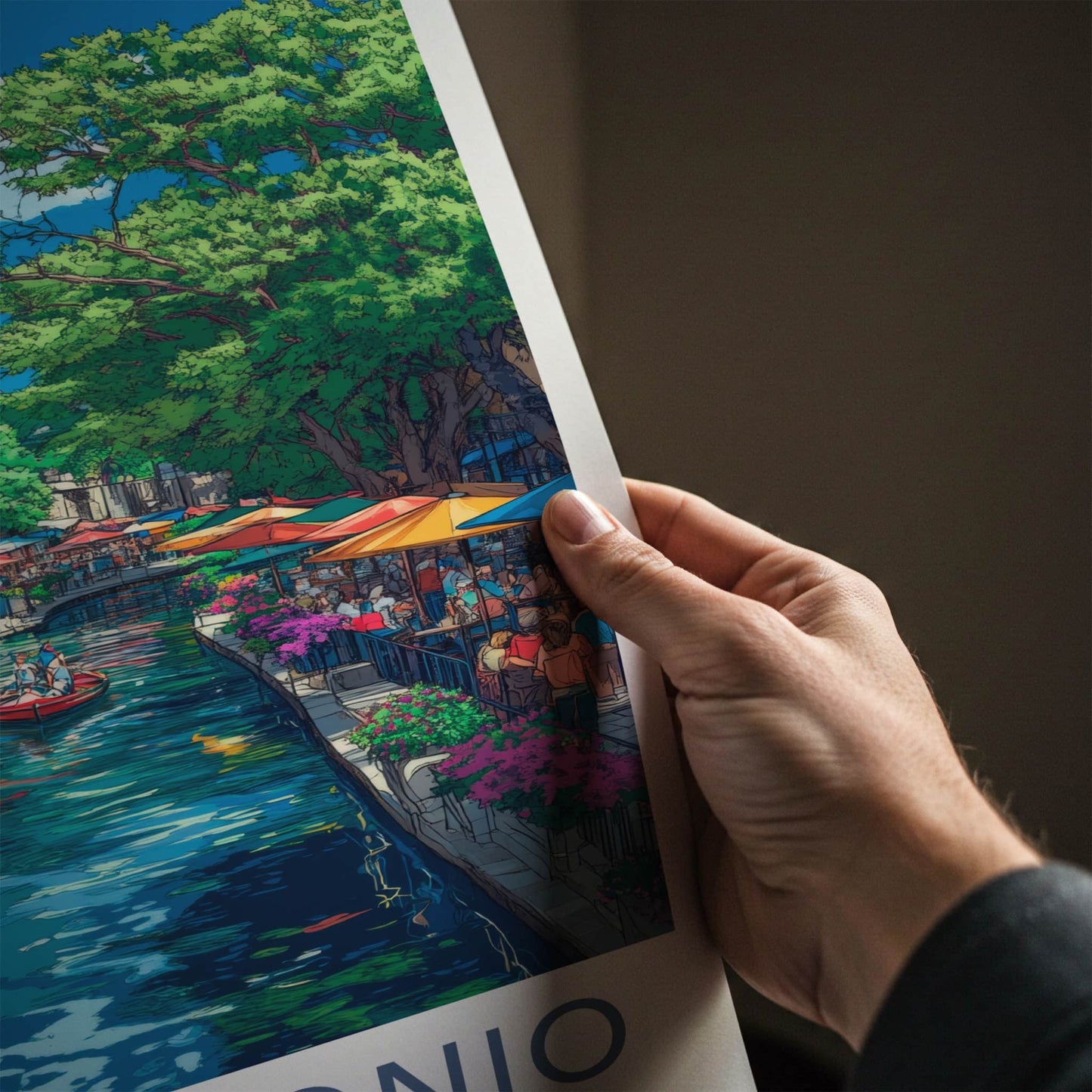 San Antonio Poster - Texas Travel Art - Vibrant Riverwalk Scene Home Decor
