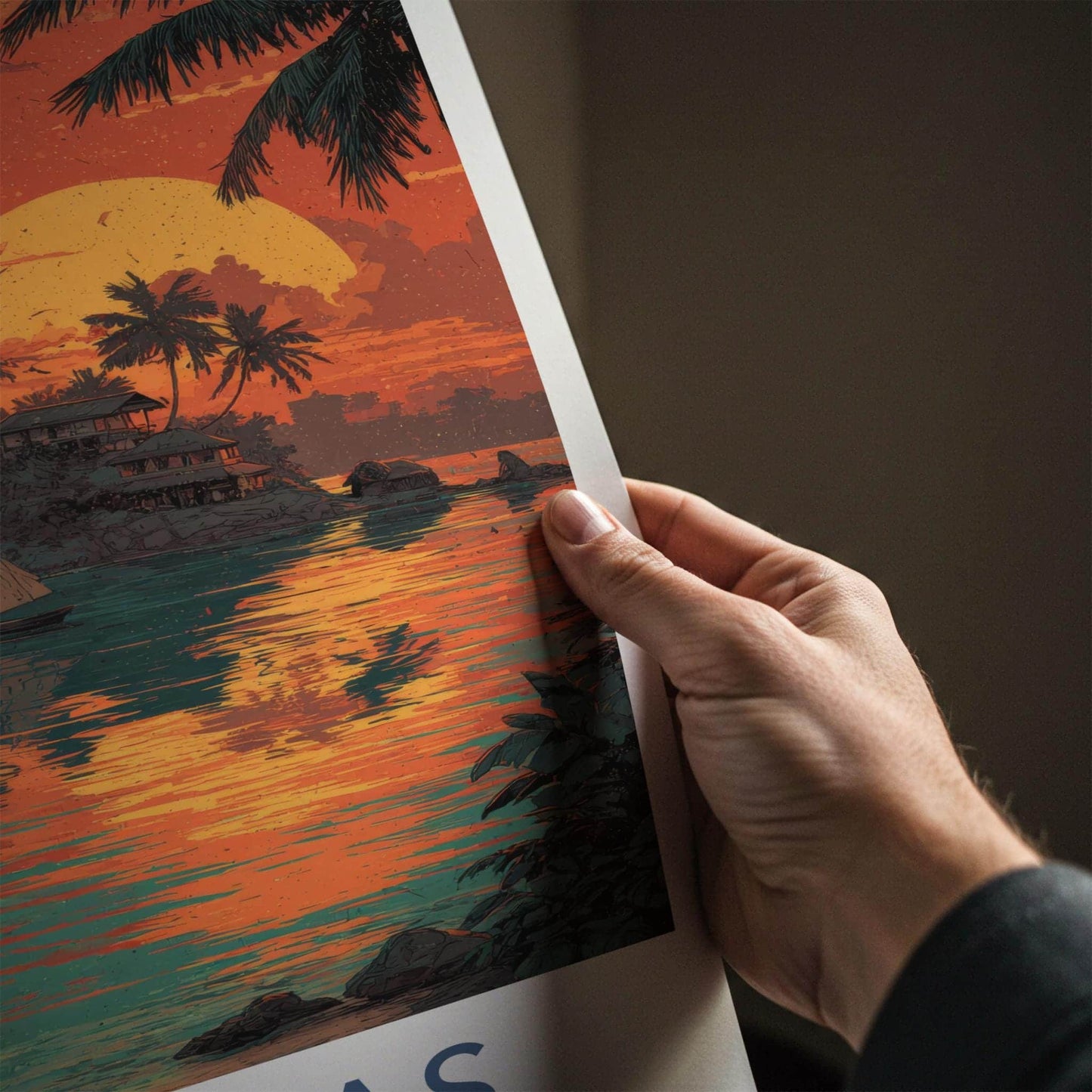 San Blas Poster - Panama Travel Art - Tropical Island Sunset Home Decor