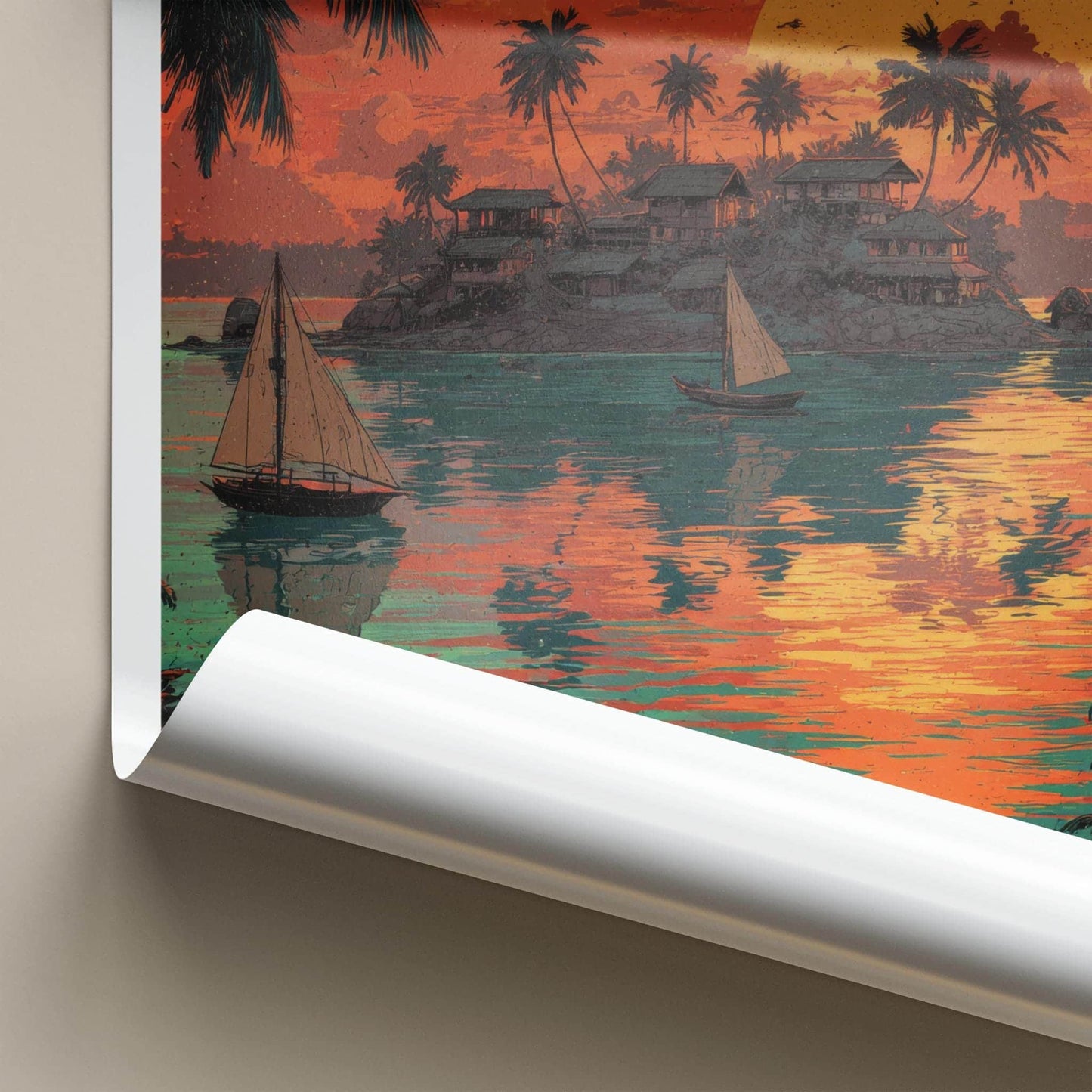 San Blas Poster - Panama Travel Art - Tropical Island Sunset Home Decor